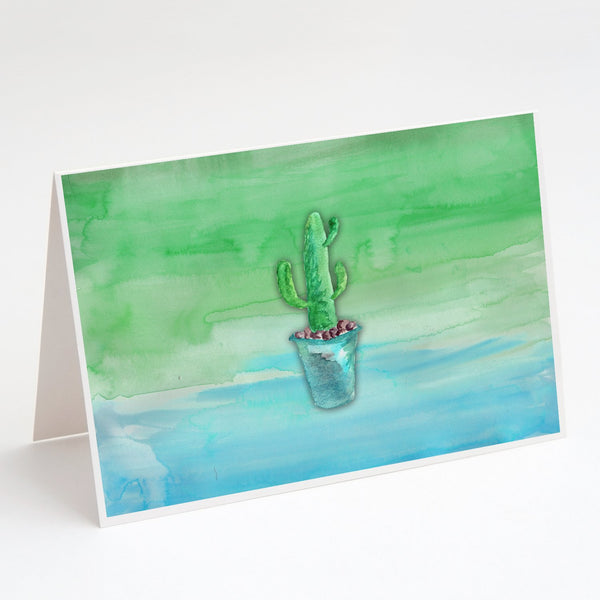 Buy this Cactus Teal and Green Watercolor Greeting Cards and Envelopes Pack of 8
