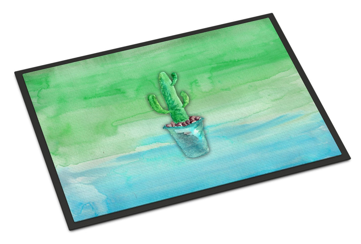 Cactus Teal and Green Watercolor Indoor or Outdoor Mat 24x36 BB7362JMAT by Caroline&#39;s Treasures