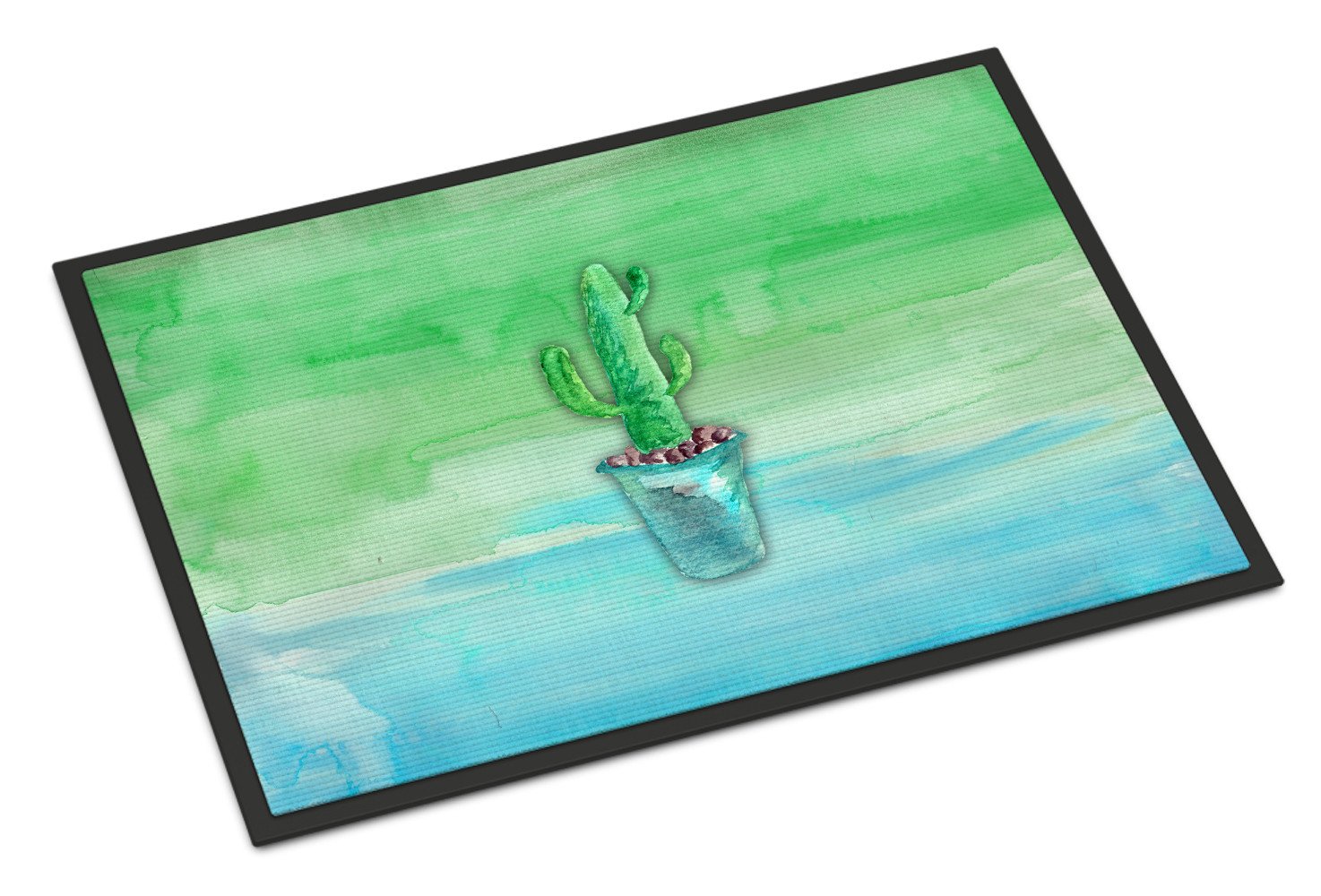 Cactus Teal and Green Watercolor Indoor or Outdoor Mat 24x36 BB7362JMAT by Caroline's Treasures