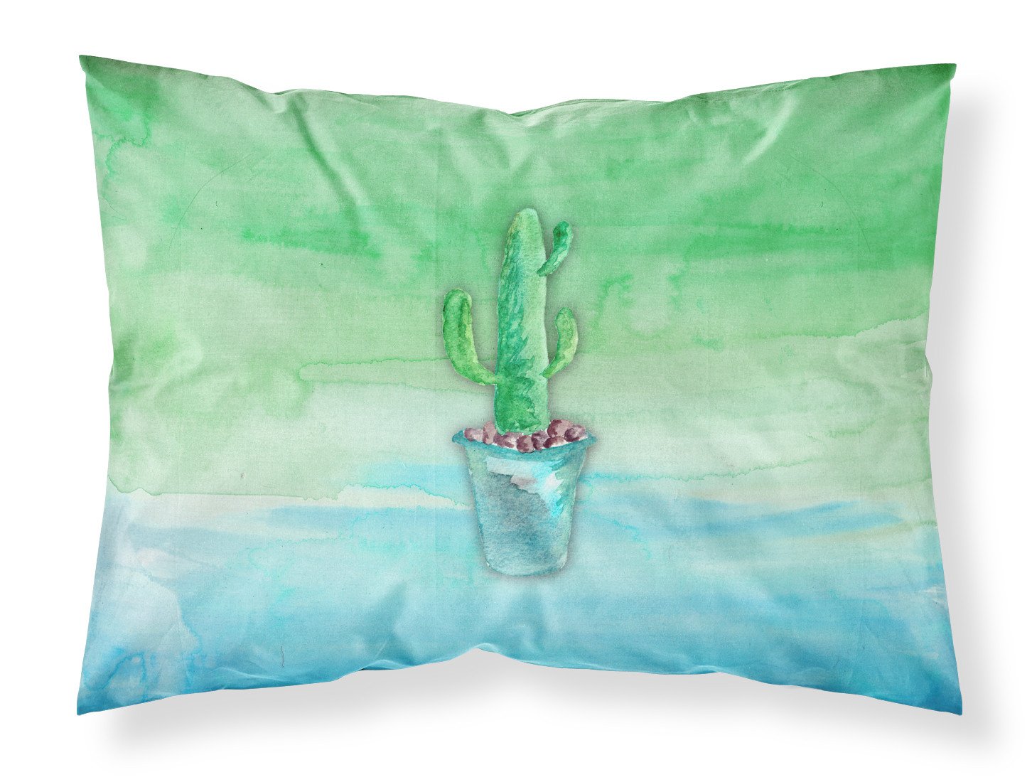 Cactus Teal and Green Watercolor Fabric Standard Pillowcase BB7362PILLOWCASE by Caroline's Treasures