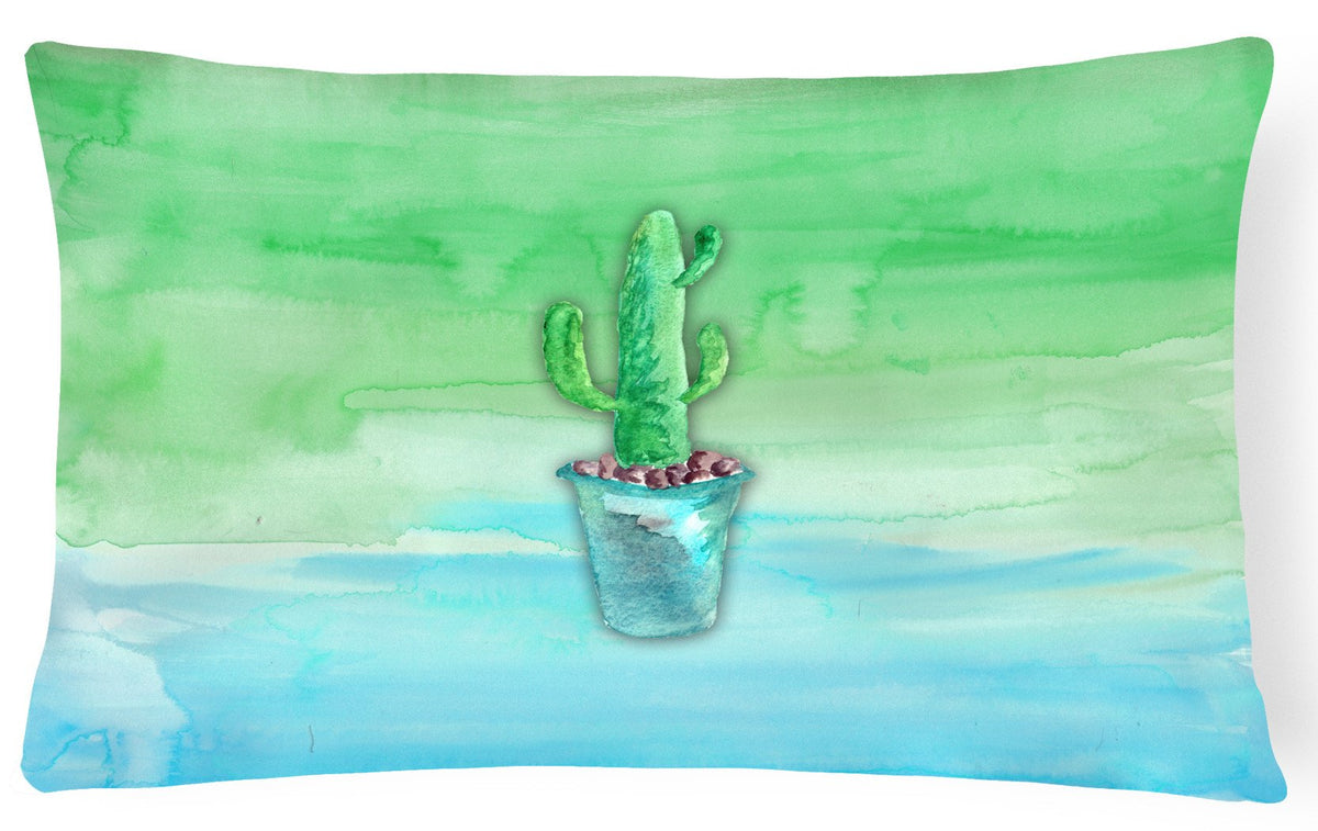 Cactus Teal and Green Watercolor Canvas Fabric Decorative Pillow BB7362PW1216 by Caroline&#39;s Treasures