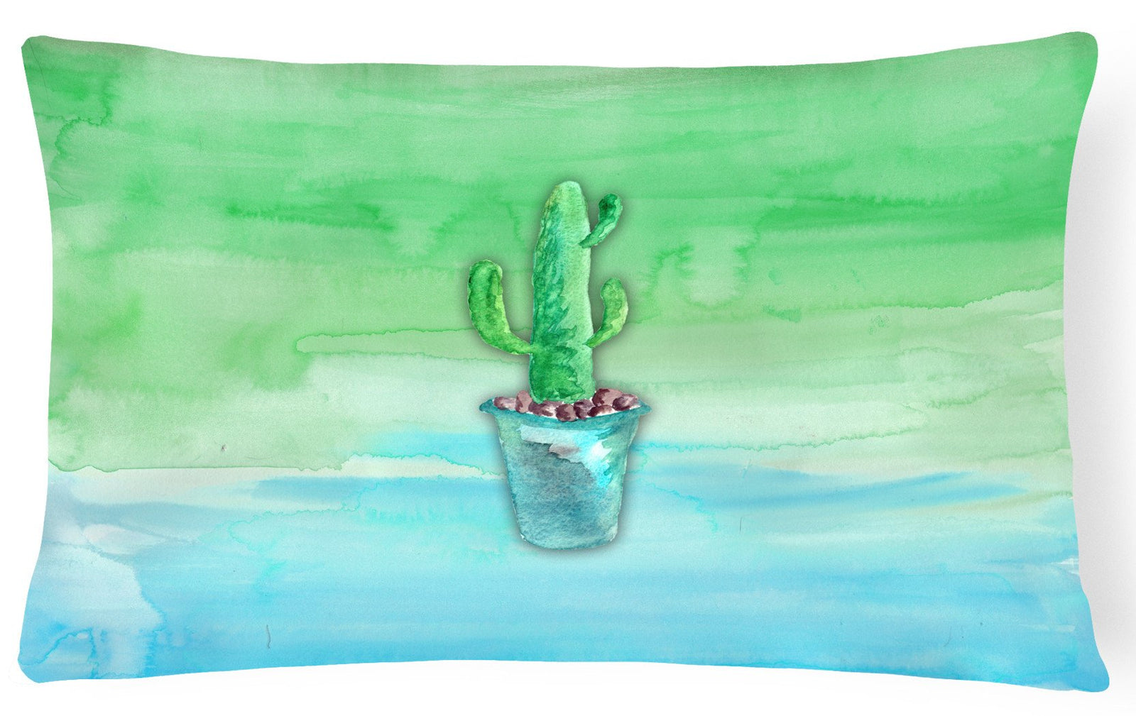 Cactus Teal and Green Watercolor Canvas Fabric Decorative Pillow BB7362PW1216 by Caroline's Treasures