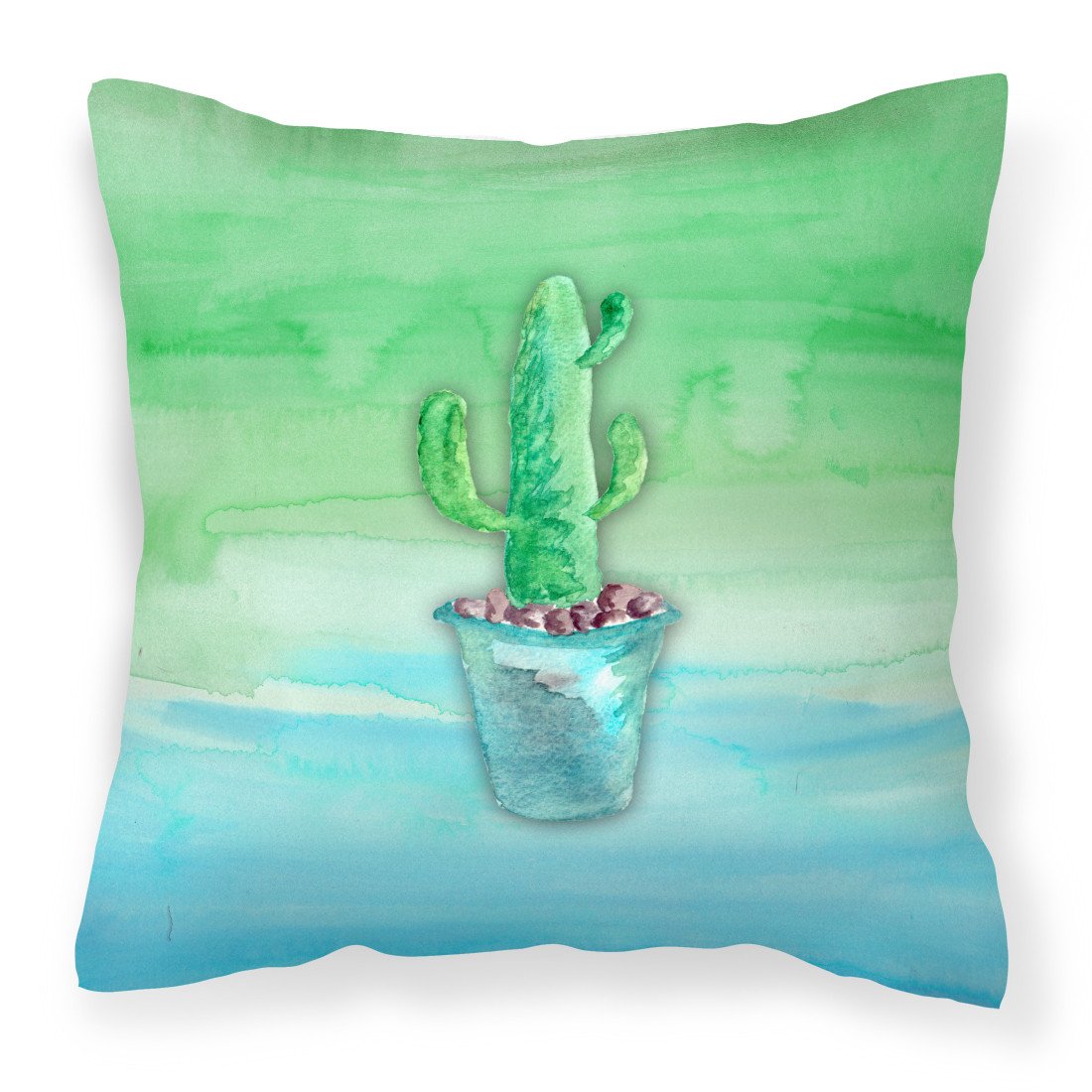 Cactus Teal and Green Watercolor Fabric Decorative Pillow BB7362PW1818 by Caroline&#39;s Treasures