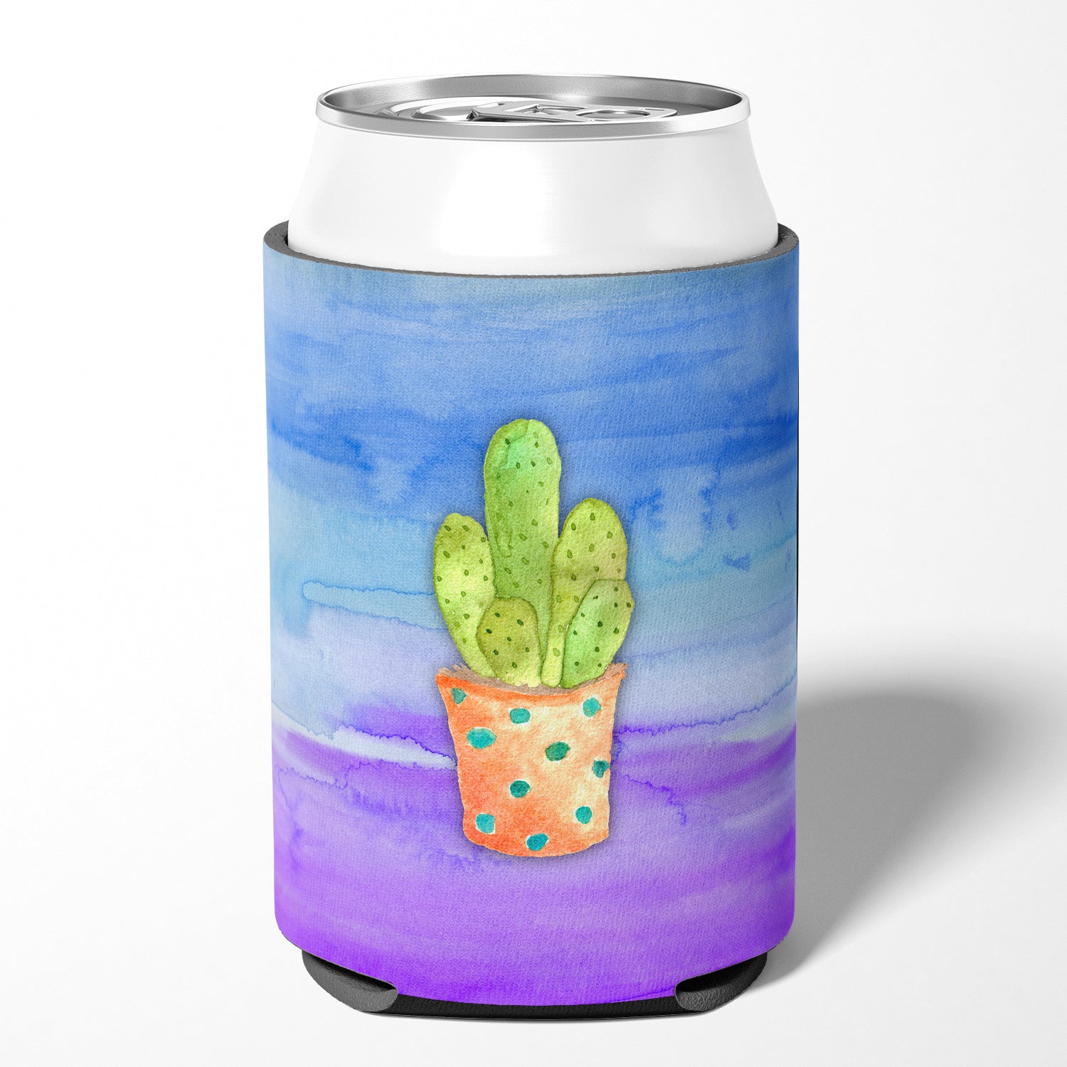 Cactus Blue and Purple Watercolor Can or Bottle Hugger BB7363CC  the-store.com.