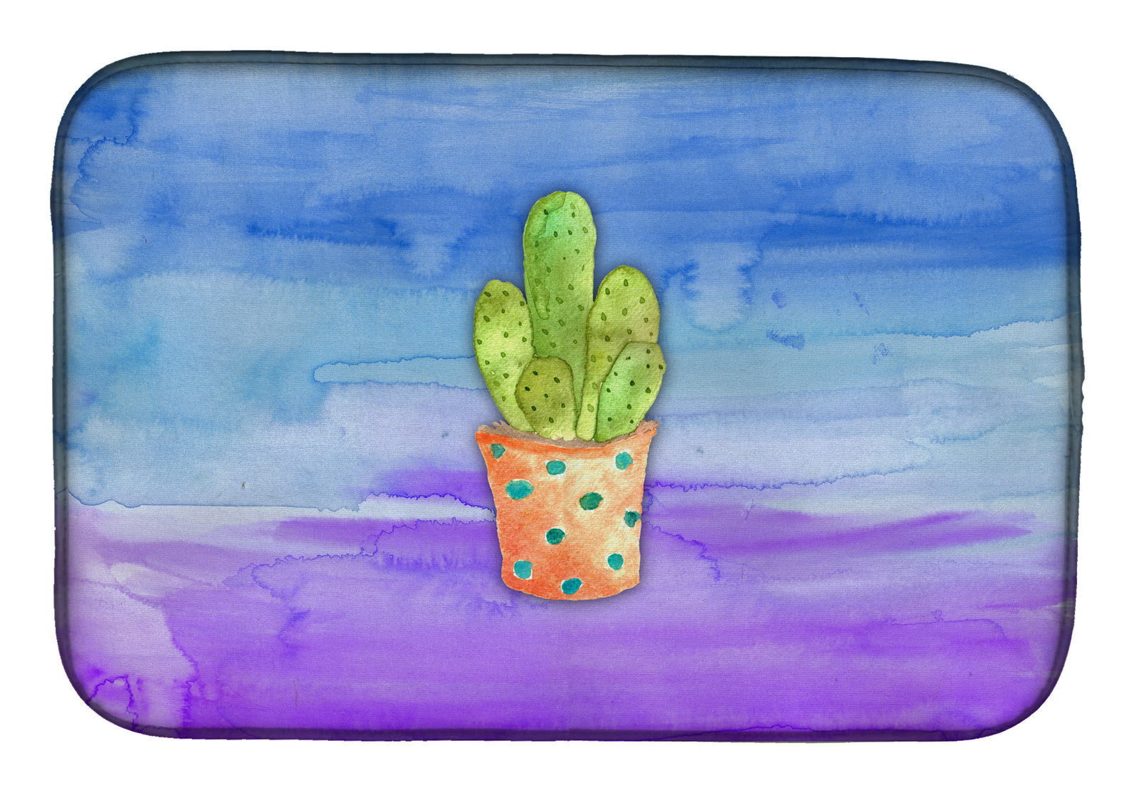 Cactus Blue and Purple Watercolor Dish Drying Mat BB7363DDM