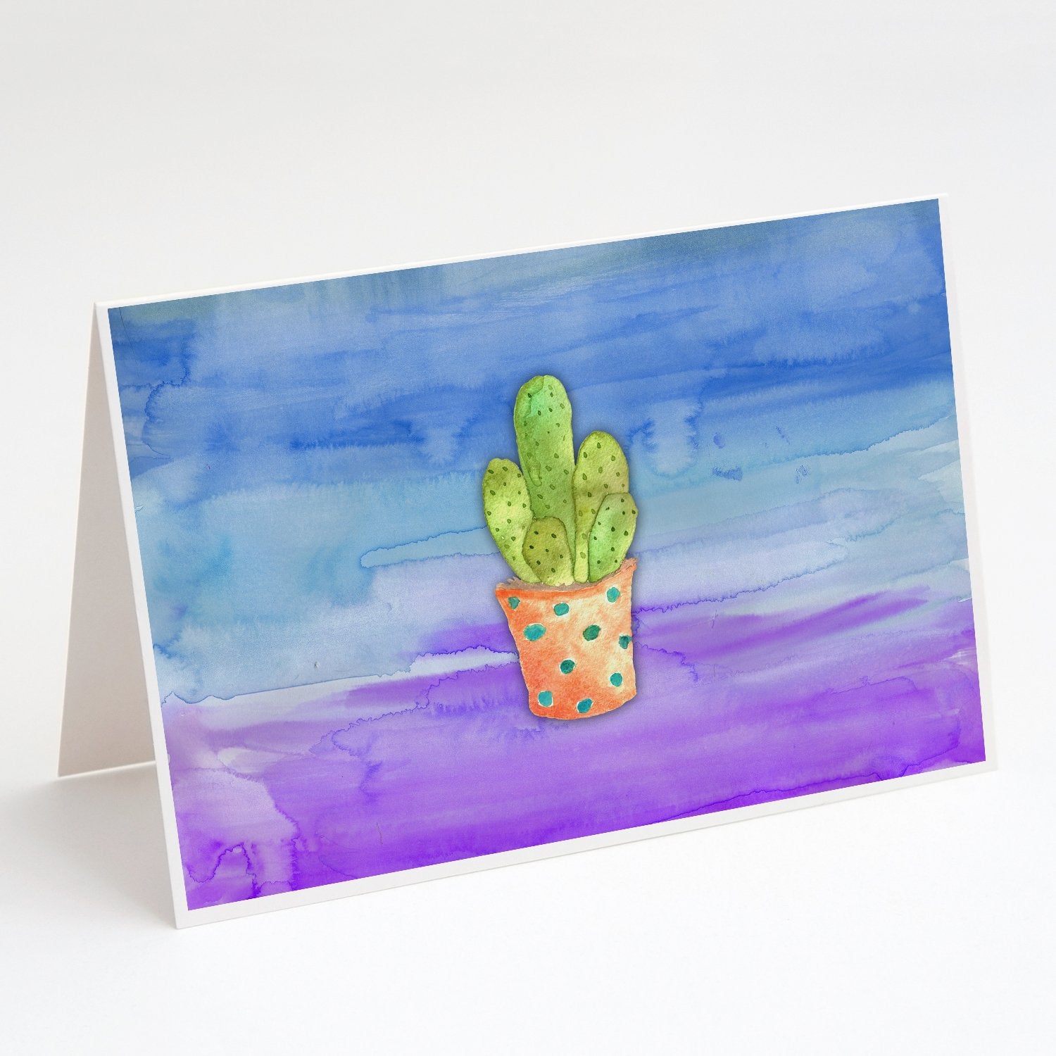 Buy this Cactus Blue and Purple Watercolor Greeting Cards and Envelopes Pack of 8