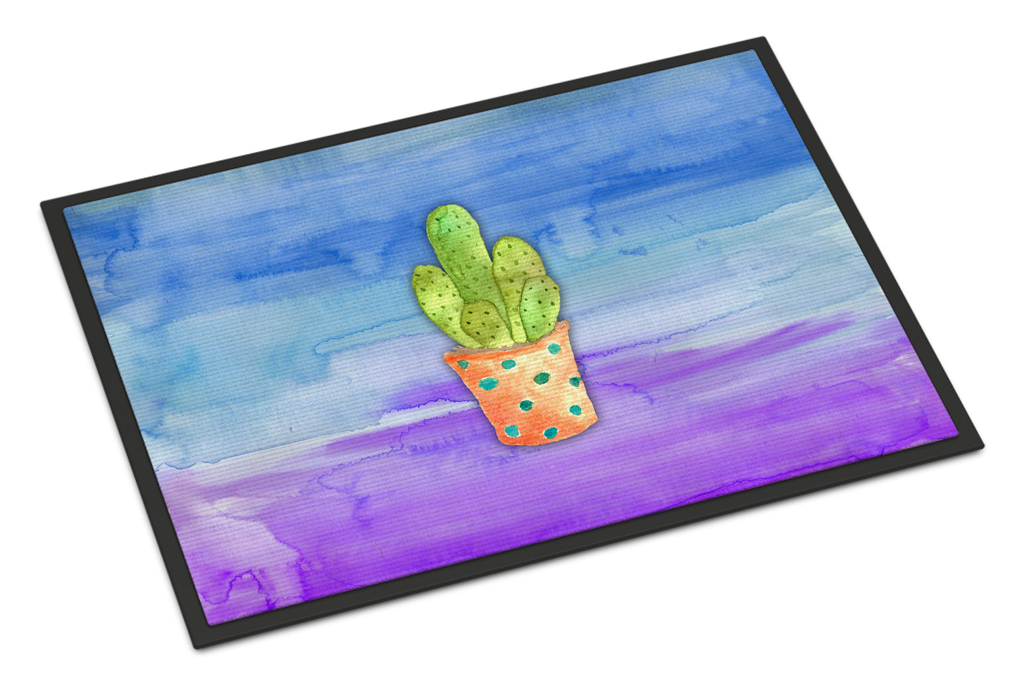 Cactus Blue and Purple Watercolor Indoor or Outdoor Mat 18x27 BB7363MAT - the-store.com