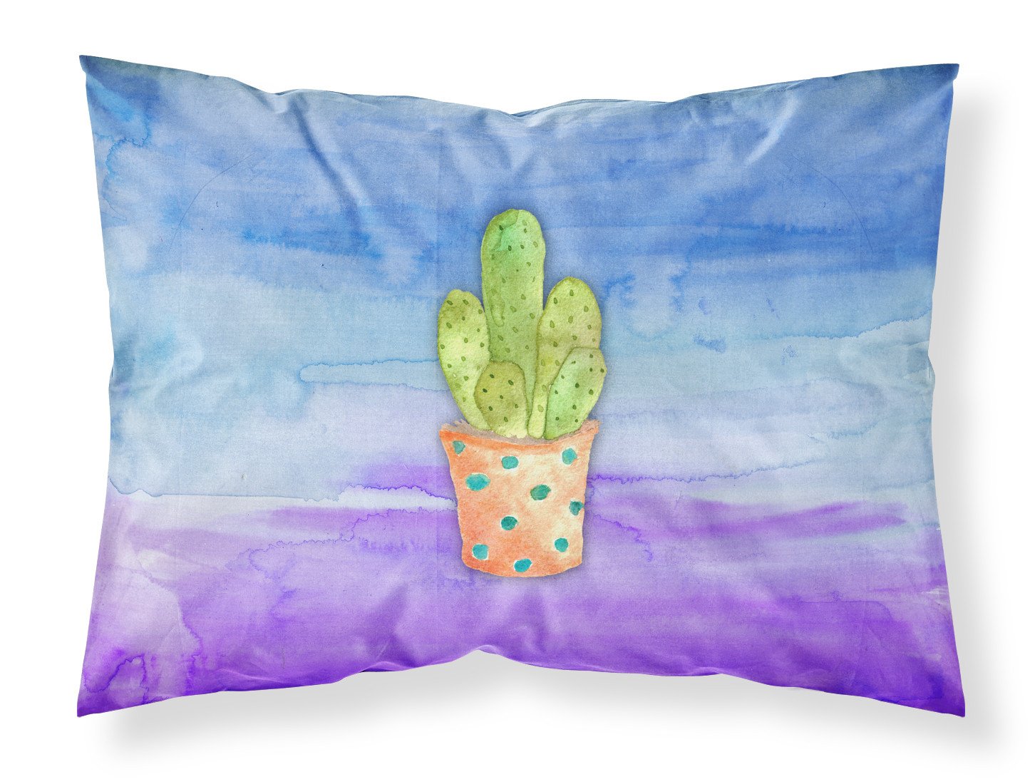 Cactus Blue and Purple Watercolor Fabric Standard Pillowcase BB7363PILLOWCASE by Caroline's Treasures
