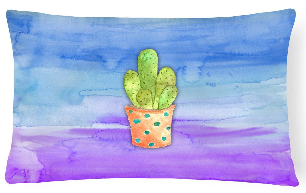Cactus Blue and Purple Watercolor Canvas Fabric Decorative Pillow BB7363PW1216 by Caroline&#39;s Treasures
