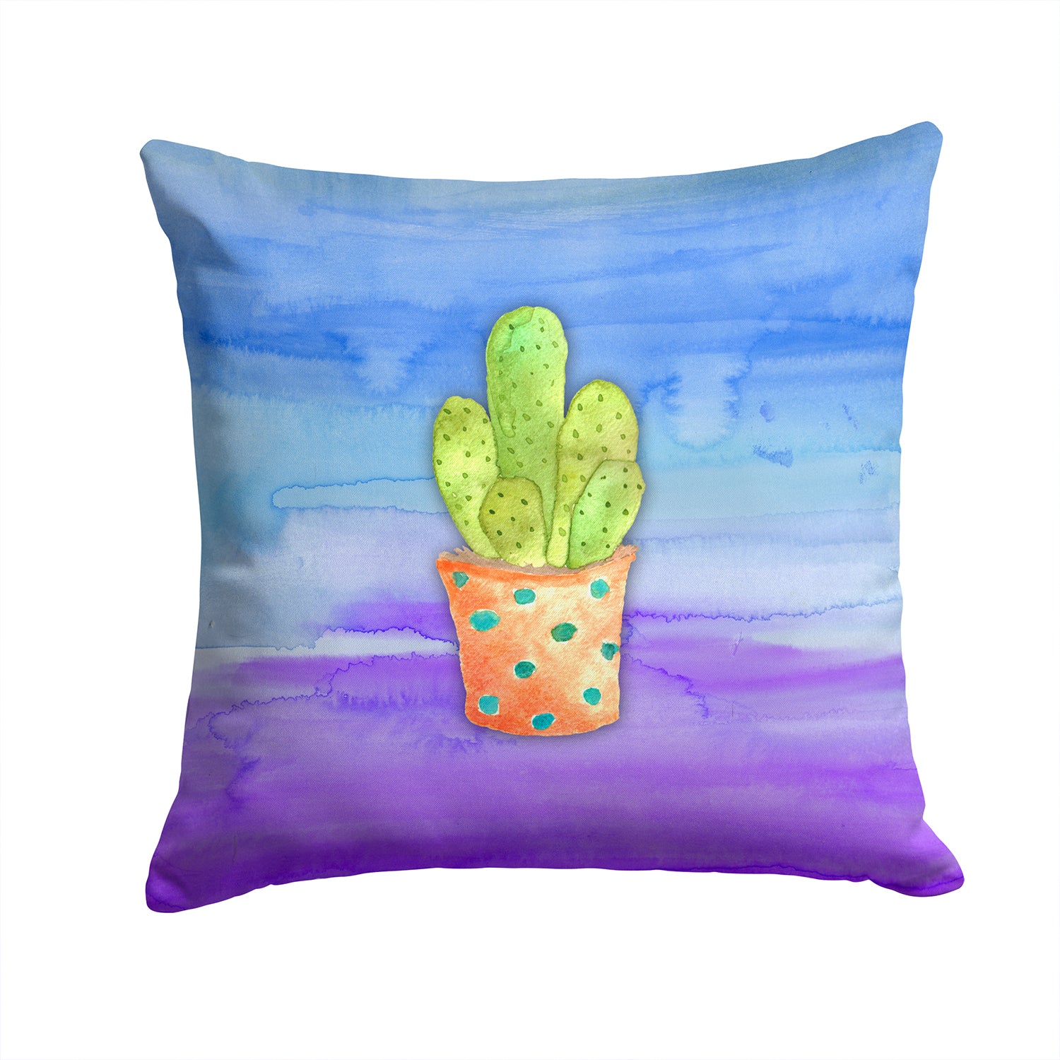 Cactus Blue and Purple Watercolor Fabric Decorative Pillow BB7363PW1414 - the-store.com