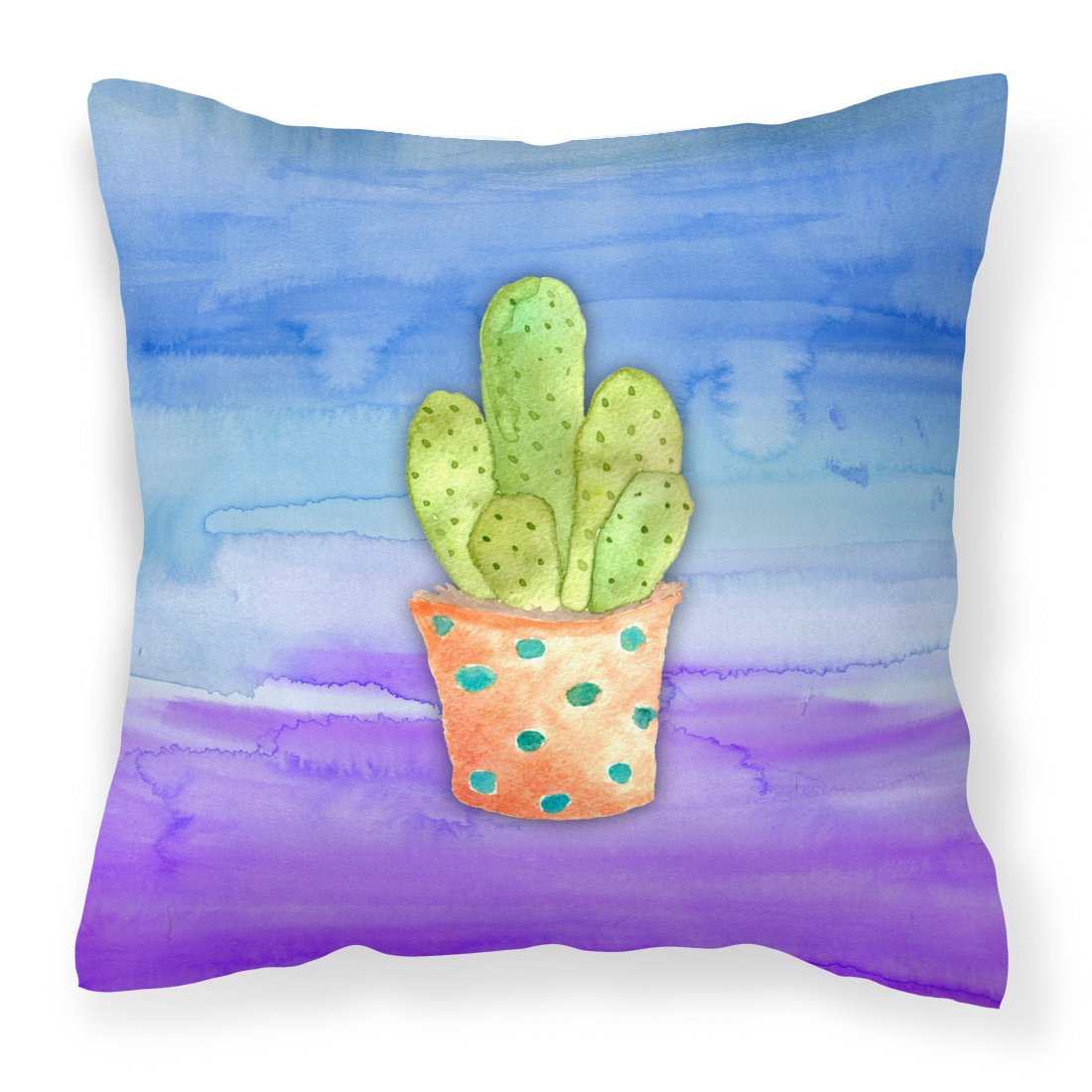 Cactus Blue and Purple Watercolor Fabric Decorative Pillow BB7363PW1818 by Caroline&#39;s Treasures