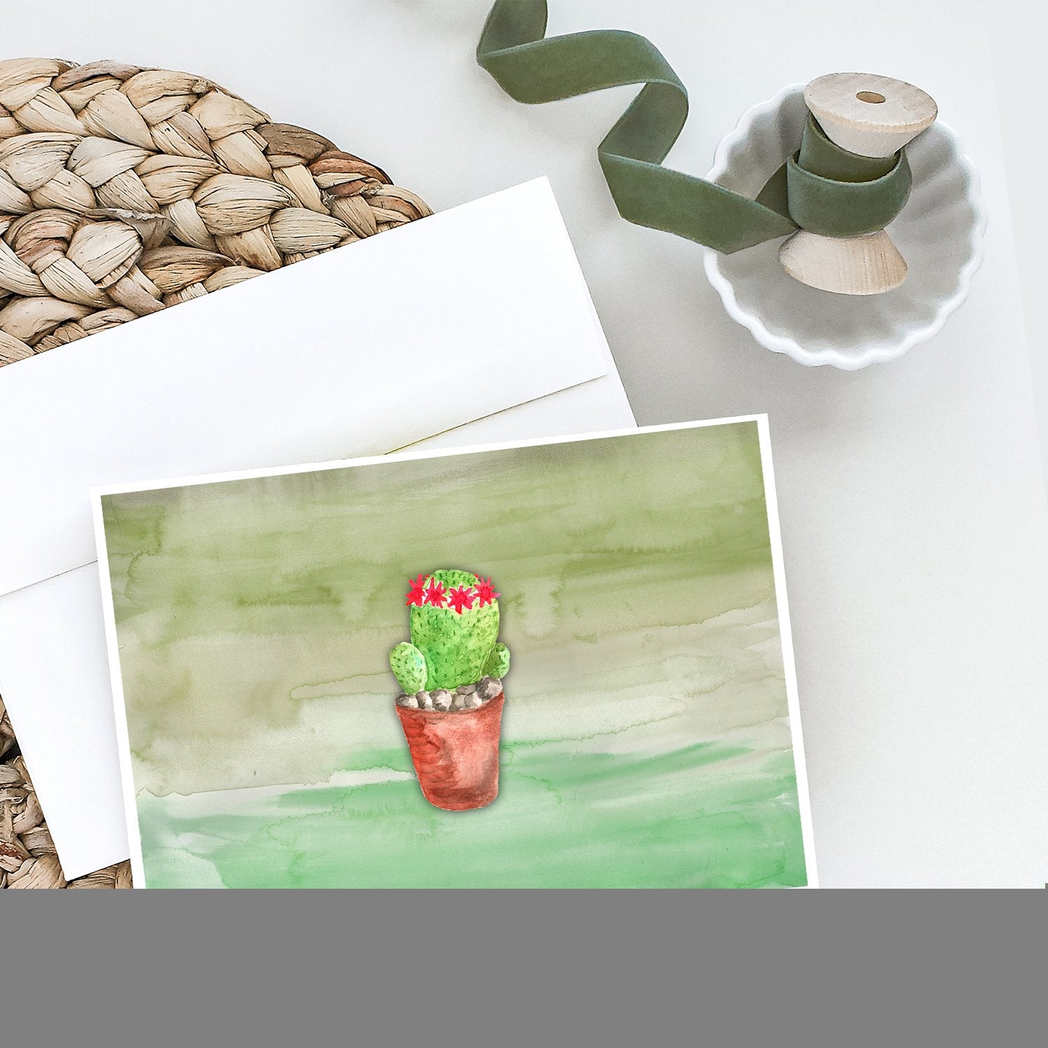 Buy this Cactus Green Watercolor Greeting Cards and Envelopes Pack of 8