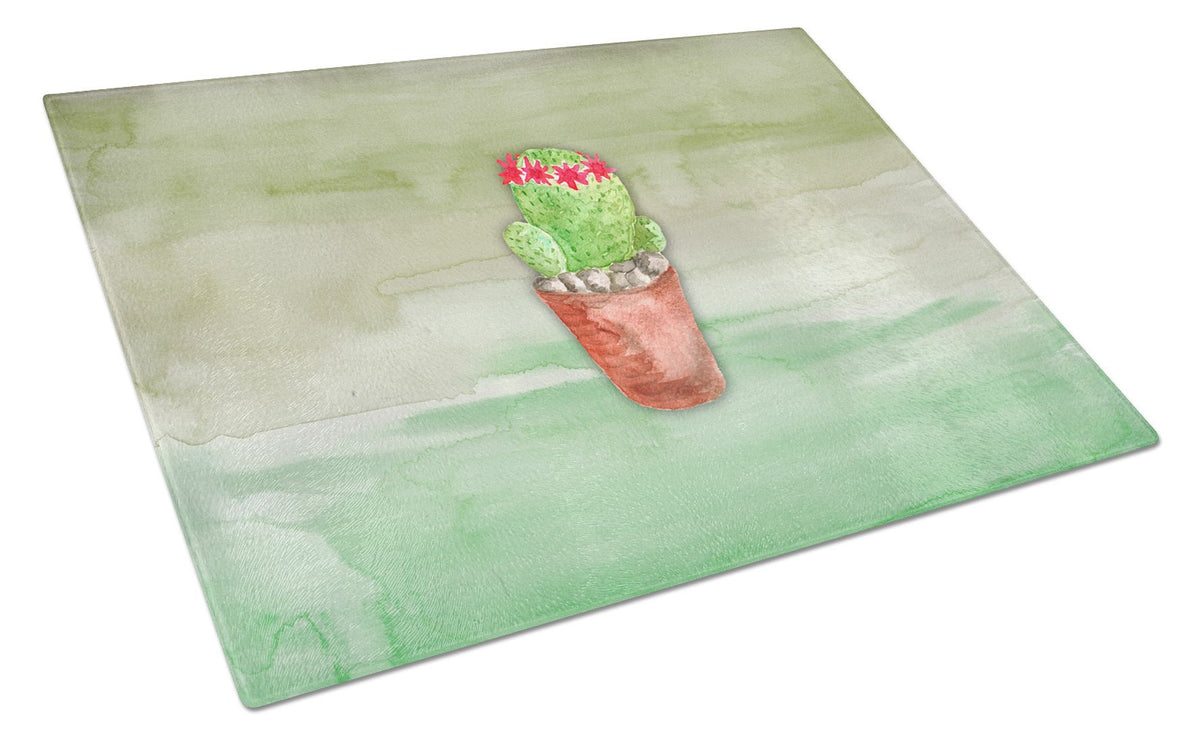Cactus Green Watercolor Glass Cutting Board Large BB7364LCB by Caroline&#39;s Treasures