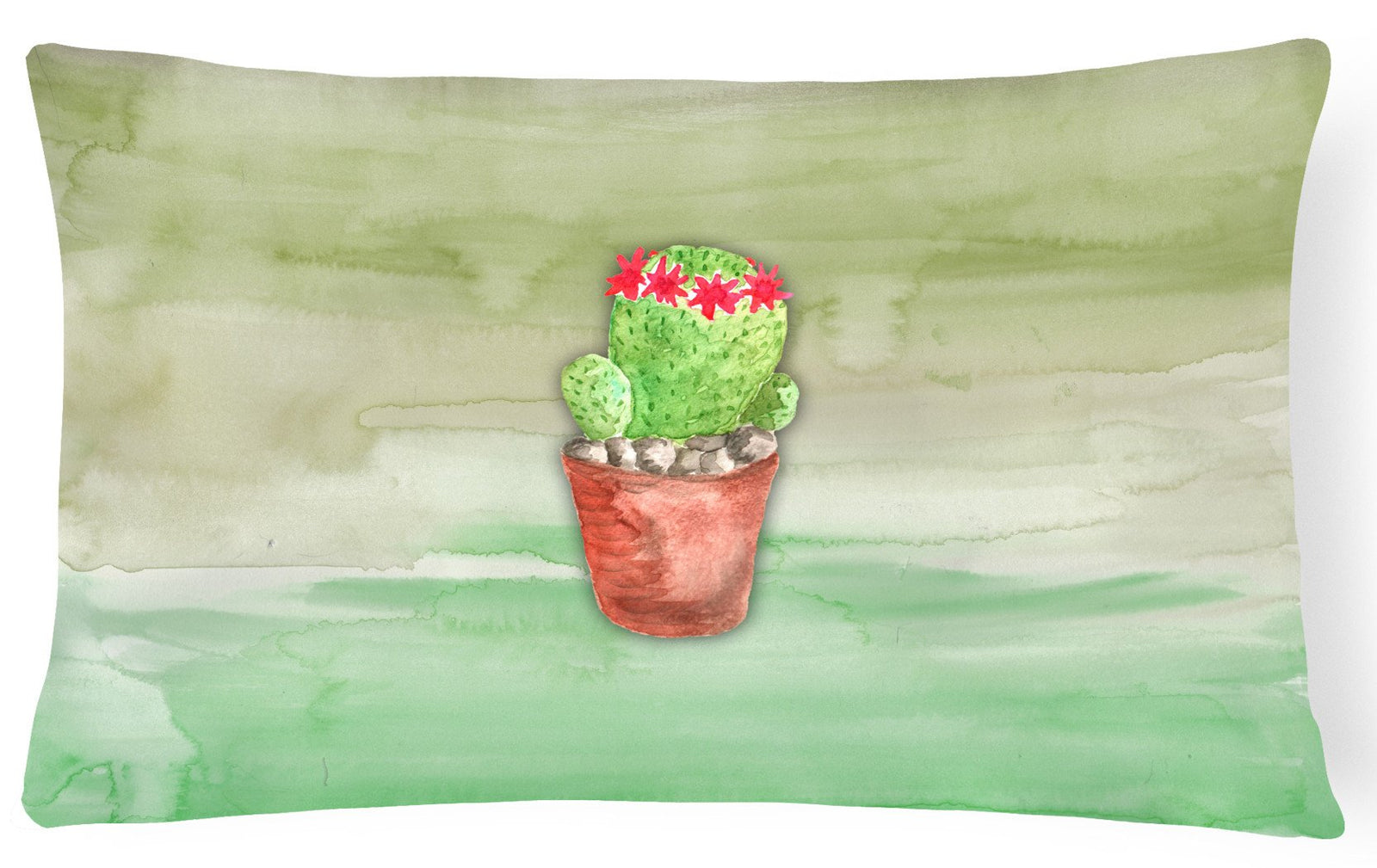 Cactus Green Watercolor Canvas Fabric Decorative Pillow BB7364PW1216 by Caroline's Treasures