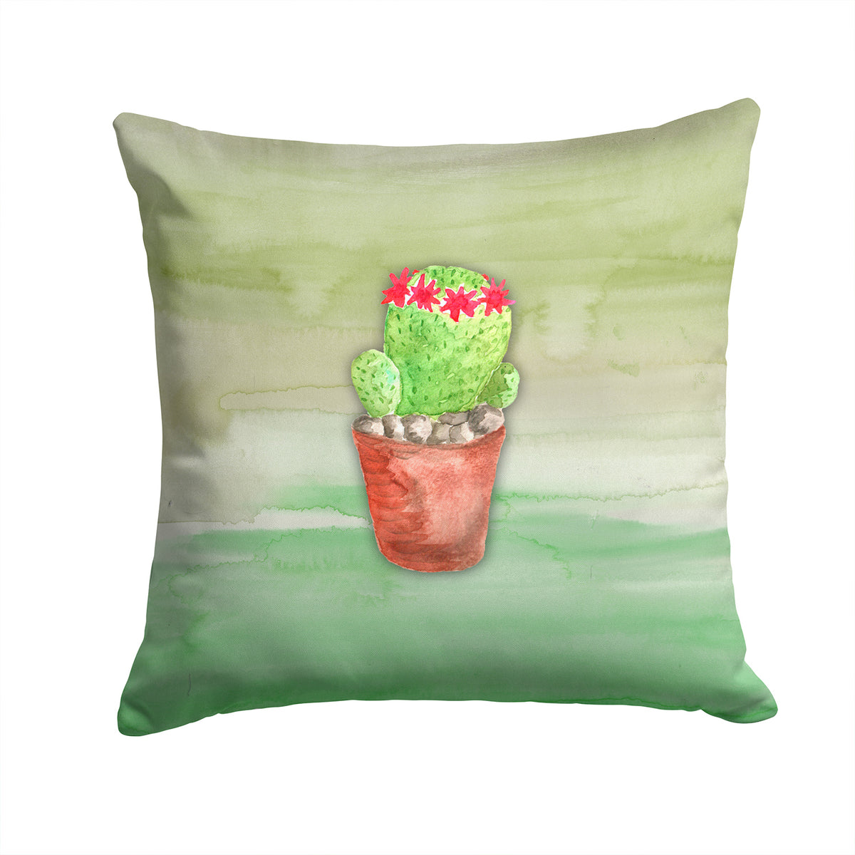 Cactus Green Watercolor Fabric Decorative Pillow BB7364PW1414 - the-store.com