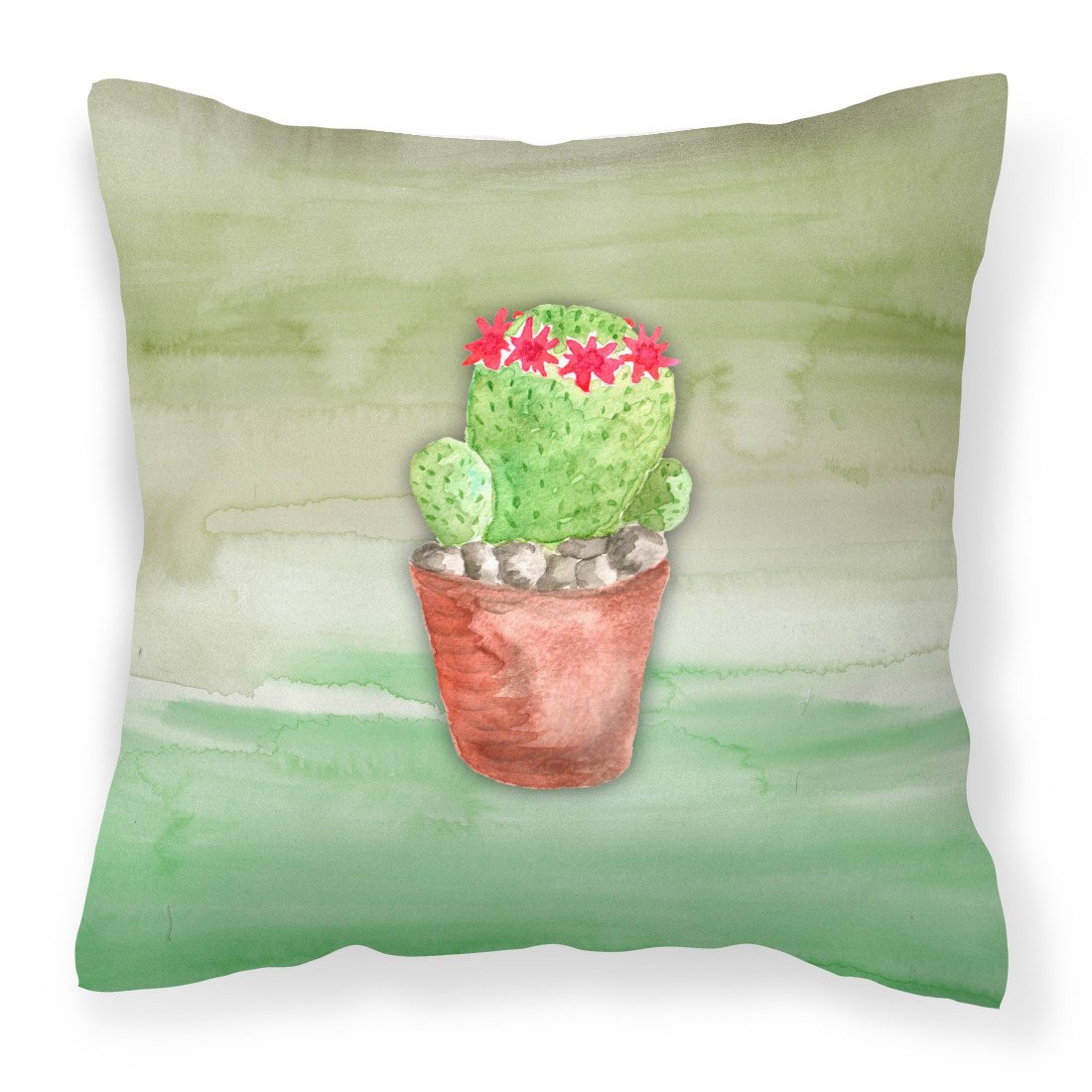 Cactus Green Watercolor Fabric Decorative Pillow BB7364PW1818 by Caroline's Treasures