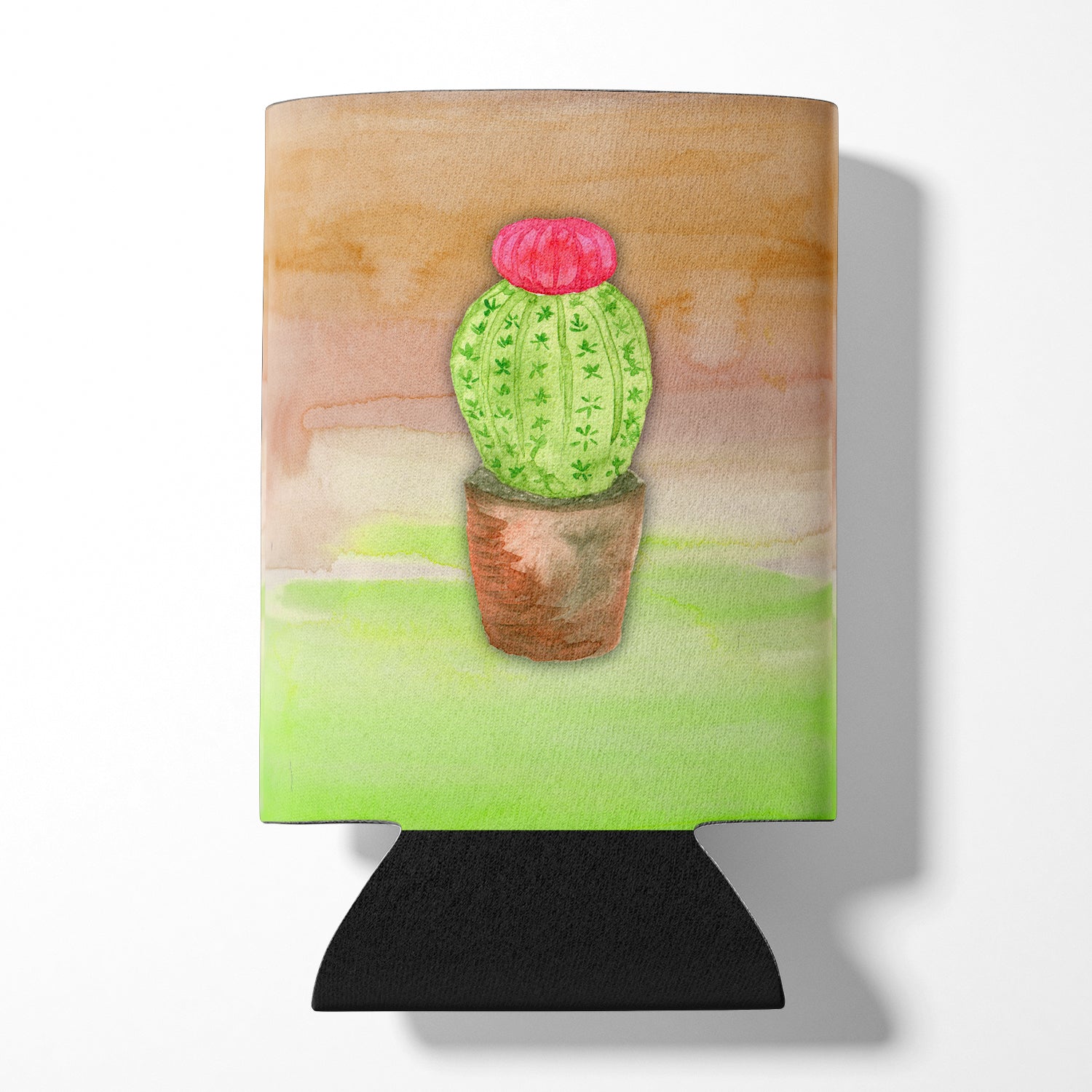 Cactus Green and Brown Watercolor Can or Bottle Hugger BB7365CC  the-store.com.