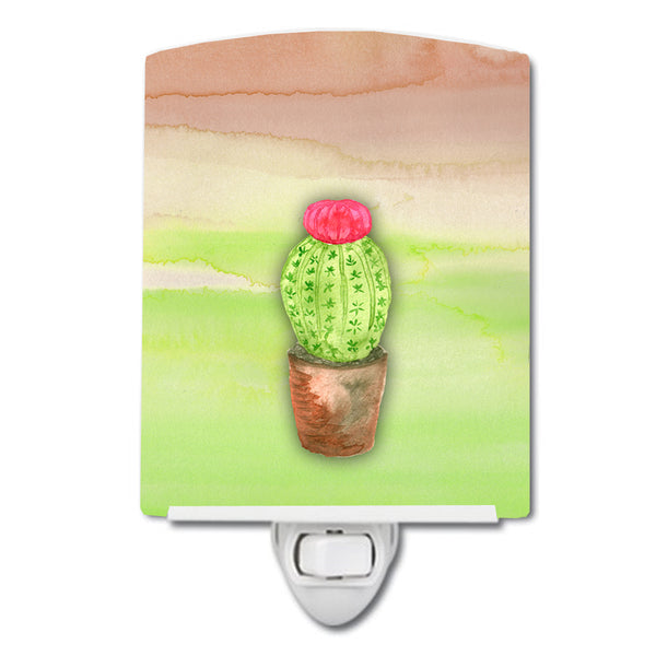 Cactus Green and Brown Watercolor Ceramic Night Light BB7365CNL - the-store.com