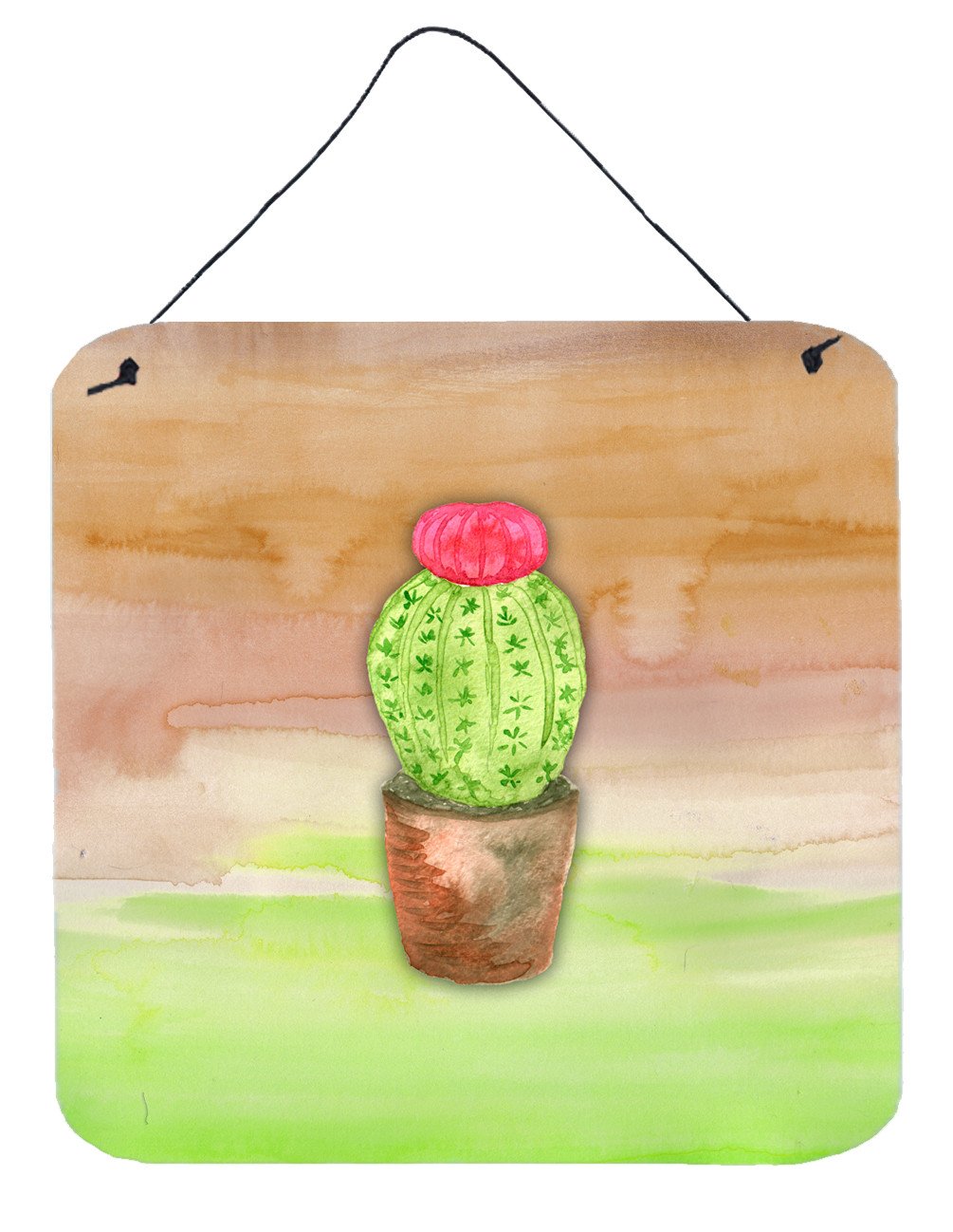 Cactus Green and Brown Watercolor Wall or Door Hanging Prints BB7365DS66 by Caroline's Treasures