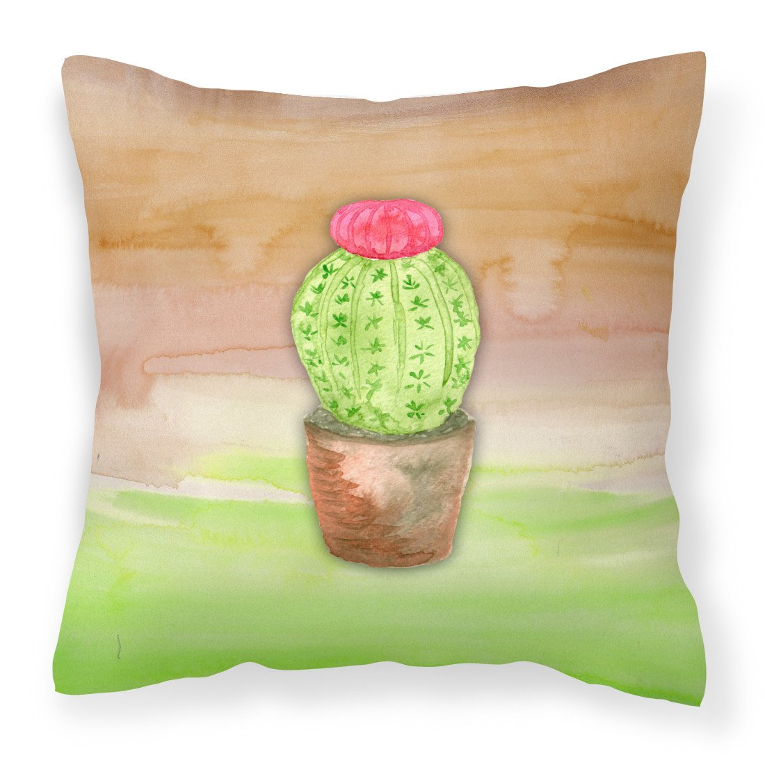 Cactus Green and Brown Watercolor Fabric Decorative Pillow BB7365PW1818 by Caroline&#39;s Treasures
