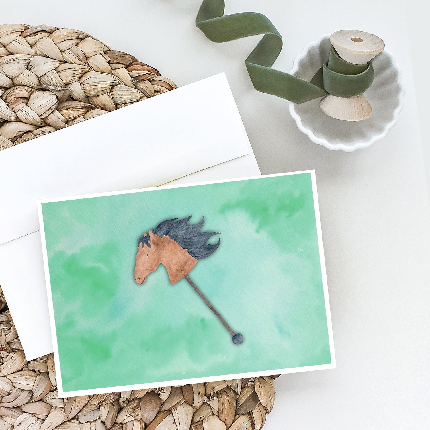 Stick Horse Watercolor Greeting Cards and Envelopes Pack of 8 - the-store.com