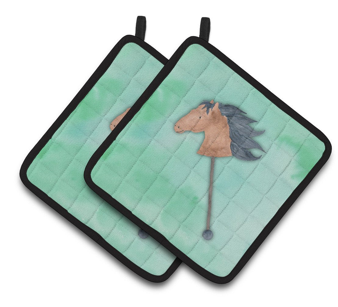 Stick Horse Watercolor Pair of Pot Holders BB7366PTHD by Caroline&#39;s Treasures