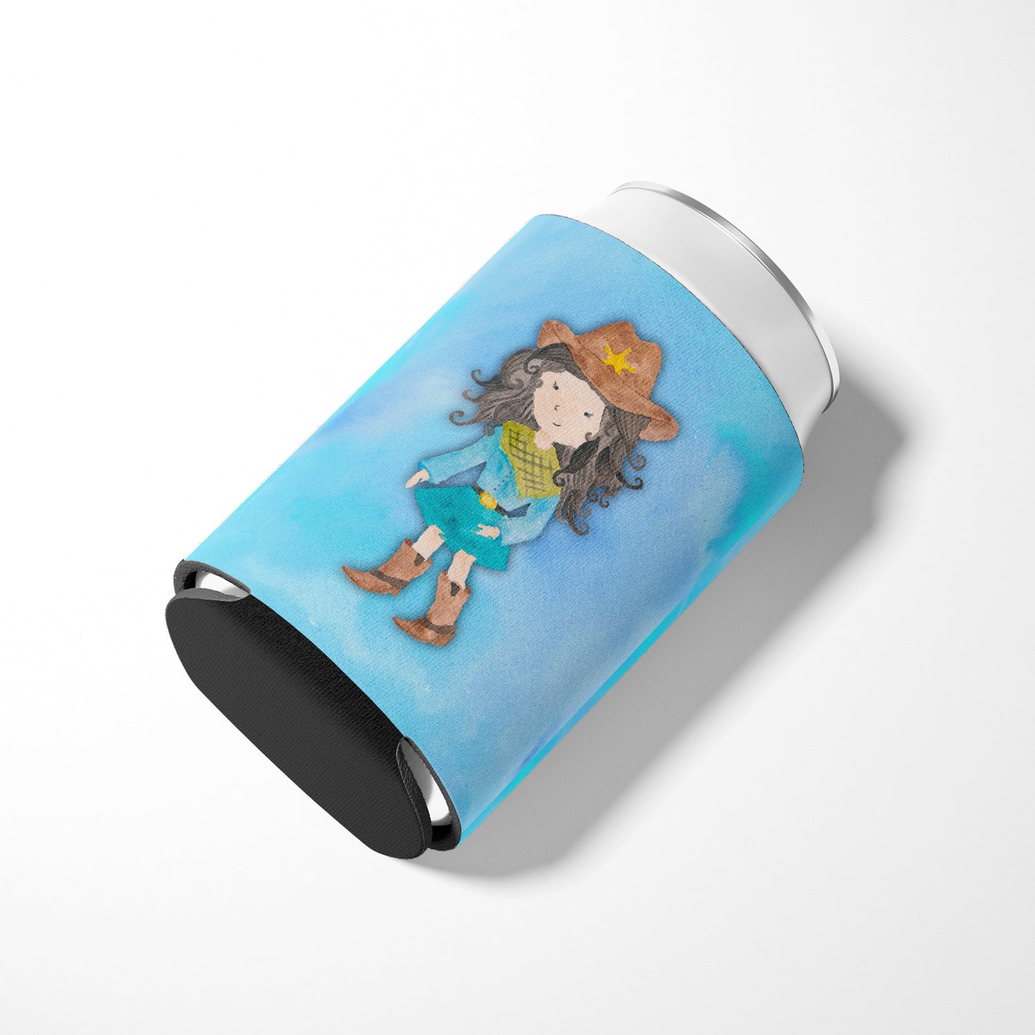 Cowgirl Watercolor Can or Bottle Hugger BB7367CC