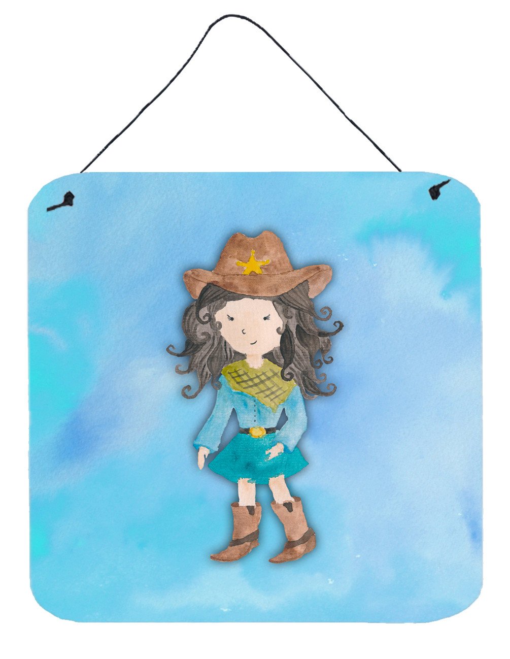 Cowgirl Watercolor Wall or Door Hanging Prints BB7367DS66 by Caroline's Treasures