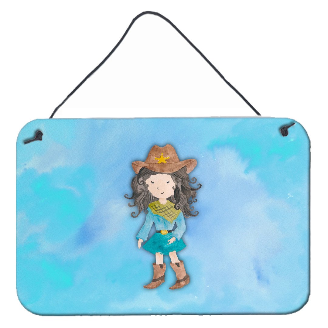 Cowgirl Watercolor Wall or Door Hanging Prints BB7367DS812 by Caroline's Treasures