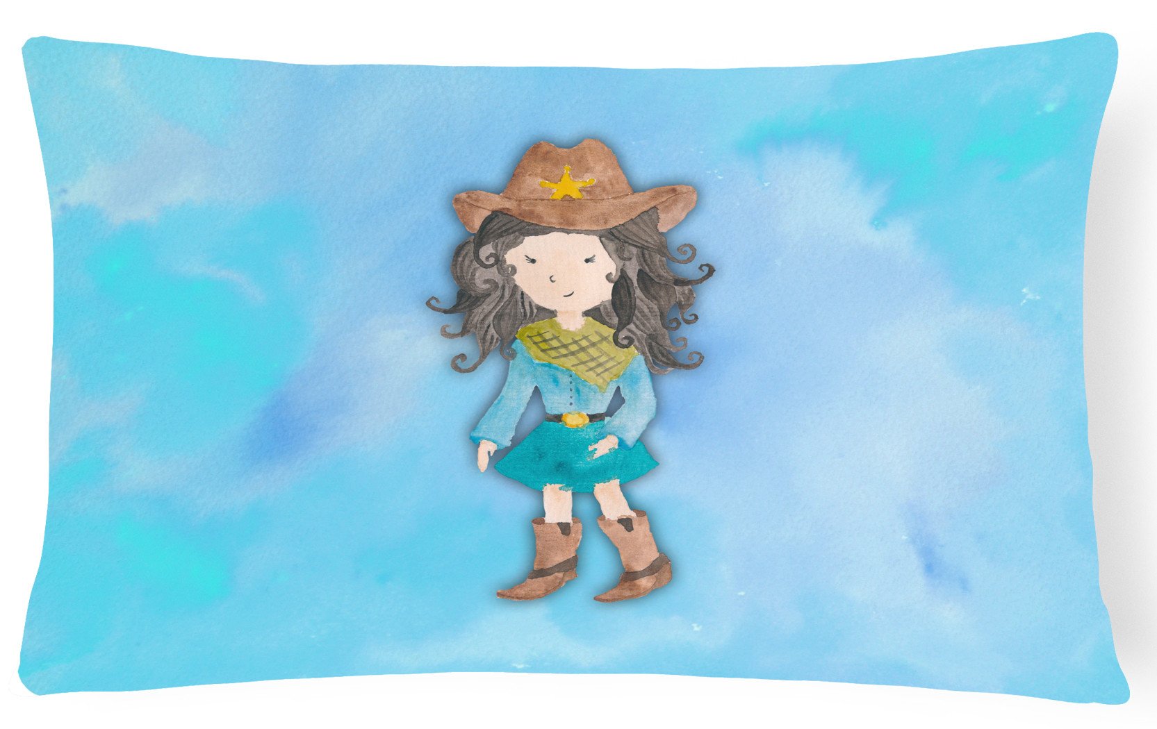 Cowgirl Watercolor Canvas Fabric Decorative Pillow BB7367PW1216 by Caroline's Treasures