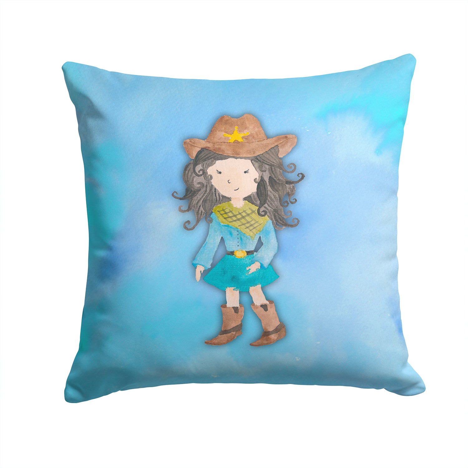 Cowgirl Watercolor Fabric Decorative Pillow BB7367PW1414 - the-store.com
