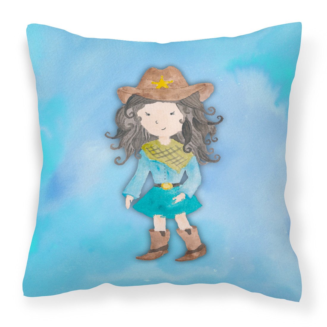 Cowgirl Watercolor Fabric Decorative Pillow BB7367PW1818 by Caroline's Treasures