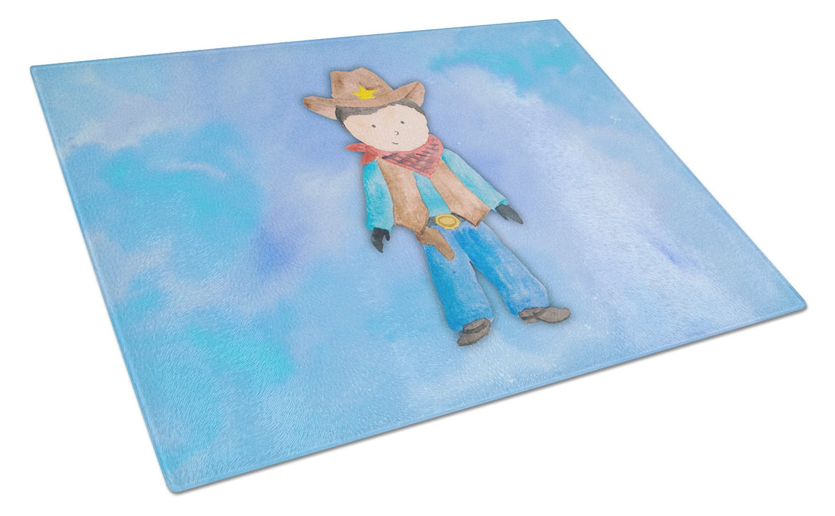 Cowboy Watercolor Glass Cutting Board Large BB7368LCB by Caroline&#39;s Treasures