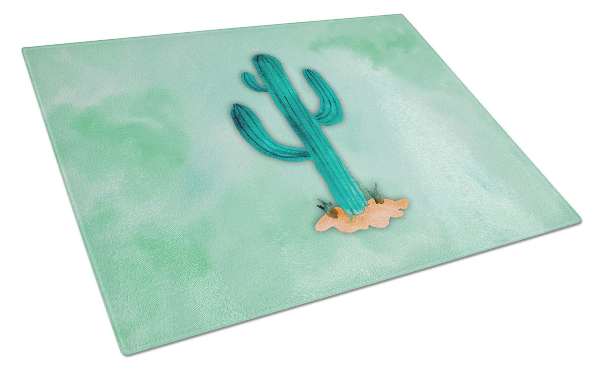 Western Cactus Watercolor Glass Cutting Board Large BB7369LCB by Caroline&#39;s Treasures