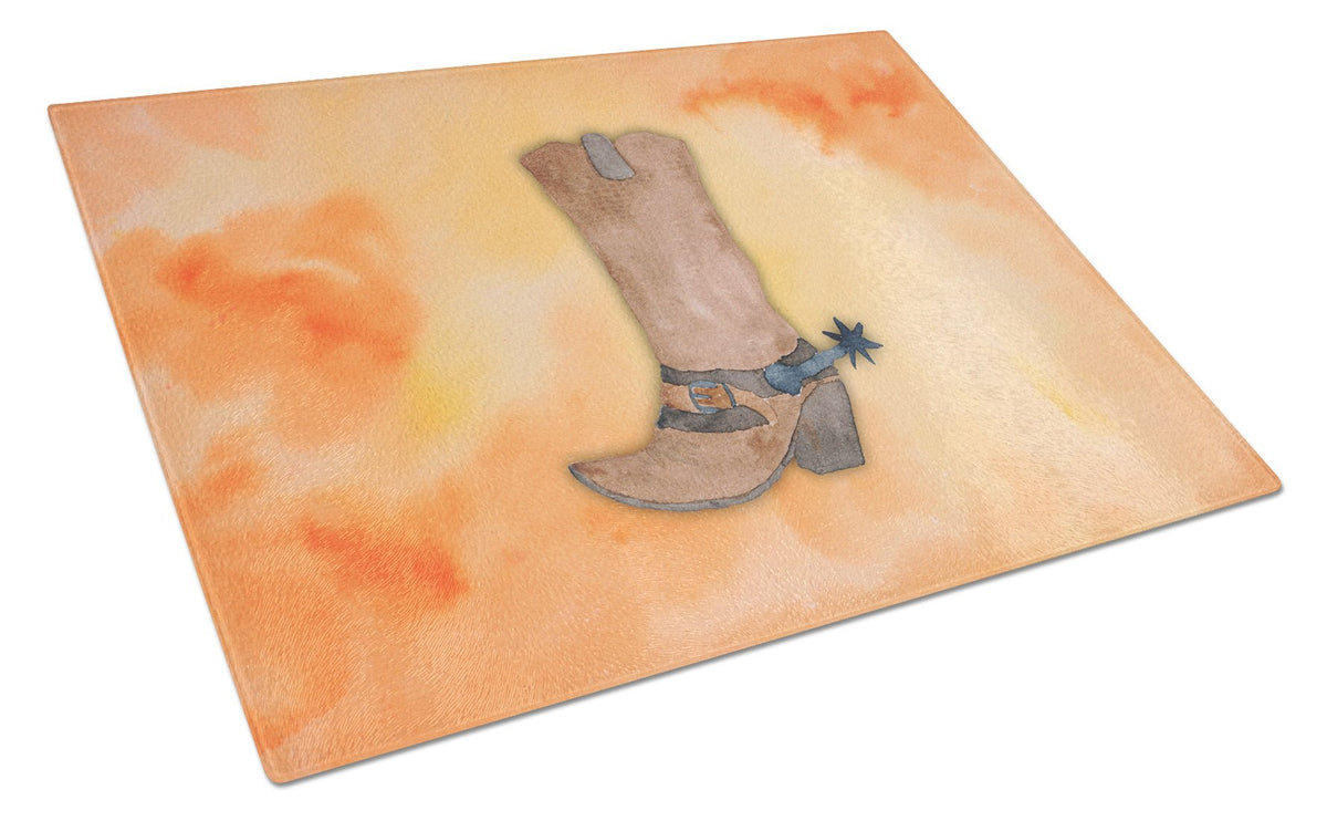 Cowboy Boot Watercolor Glass Cutting Board Large BB7371LCB by Caroline&#39;s Treasures