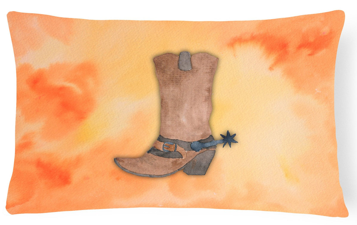 Cowboy Boot Watercolor Canvas Fabric Decorative Pillow BB7371PW1216 by Caroline&#39;s Treasures