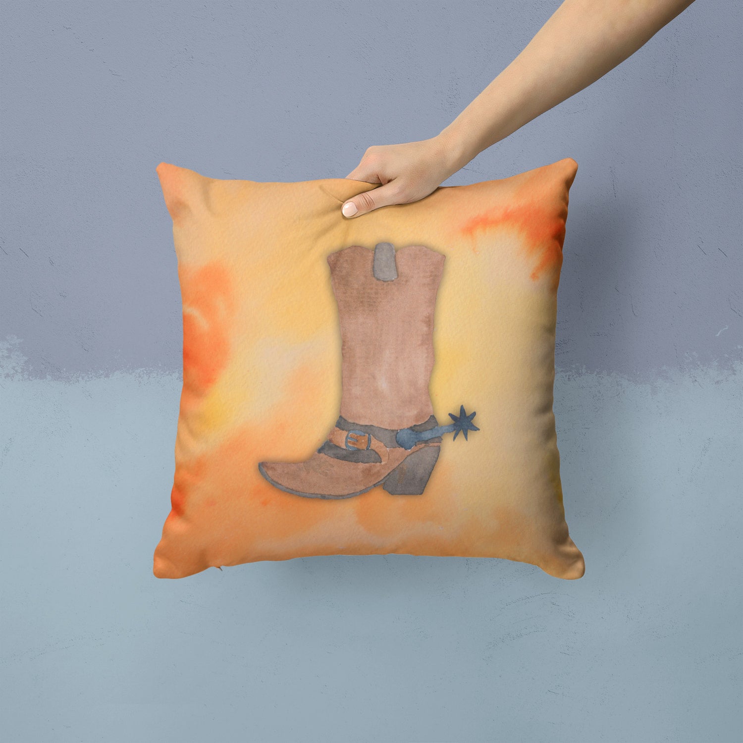 Cowboy Boot Watercolor Fabric Decorative Pillow BB7371PW1414 - the-store.com