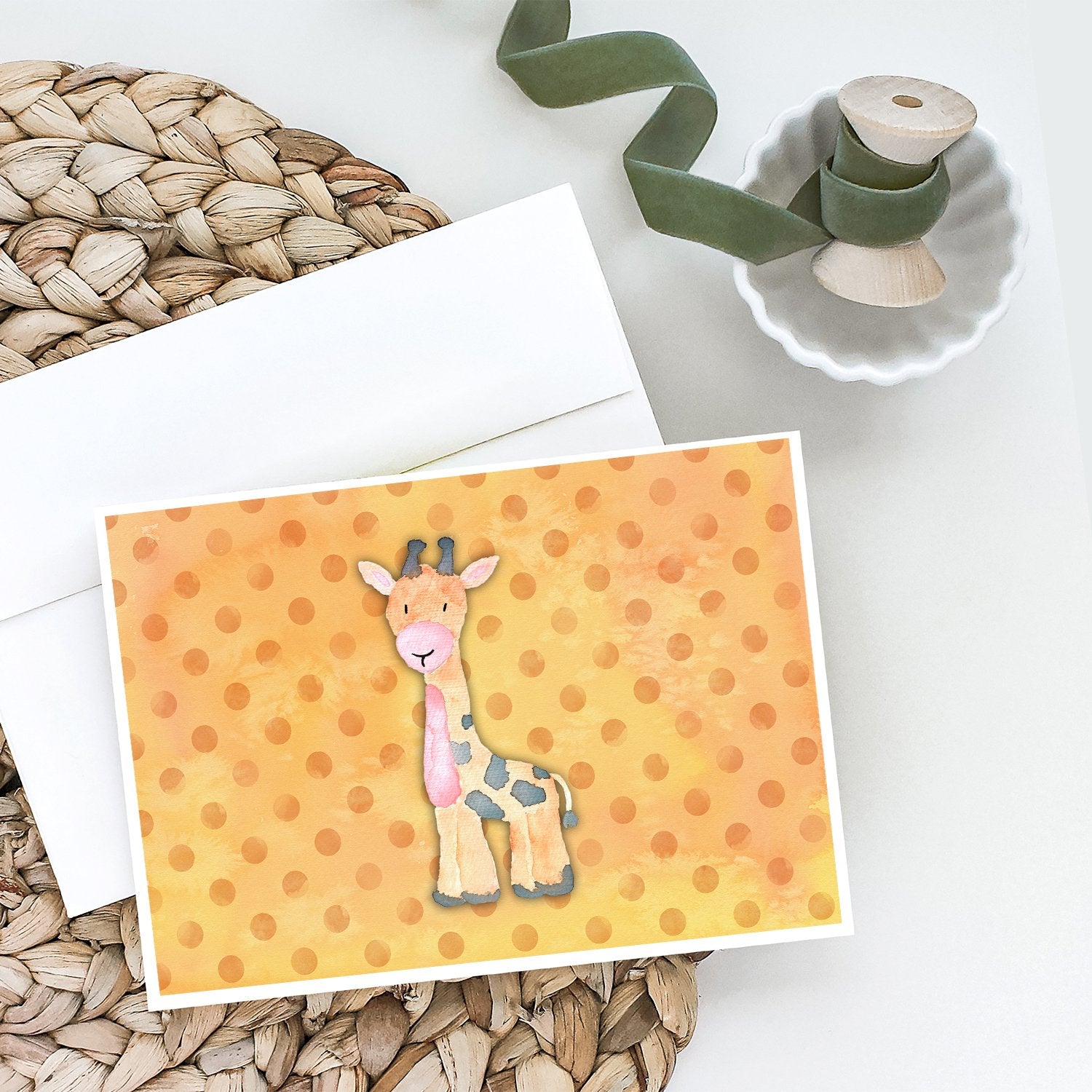 Polkadot Griaffe Watercolor Greeting Cards and Envelopes Pack of 8 - the-store.com