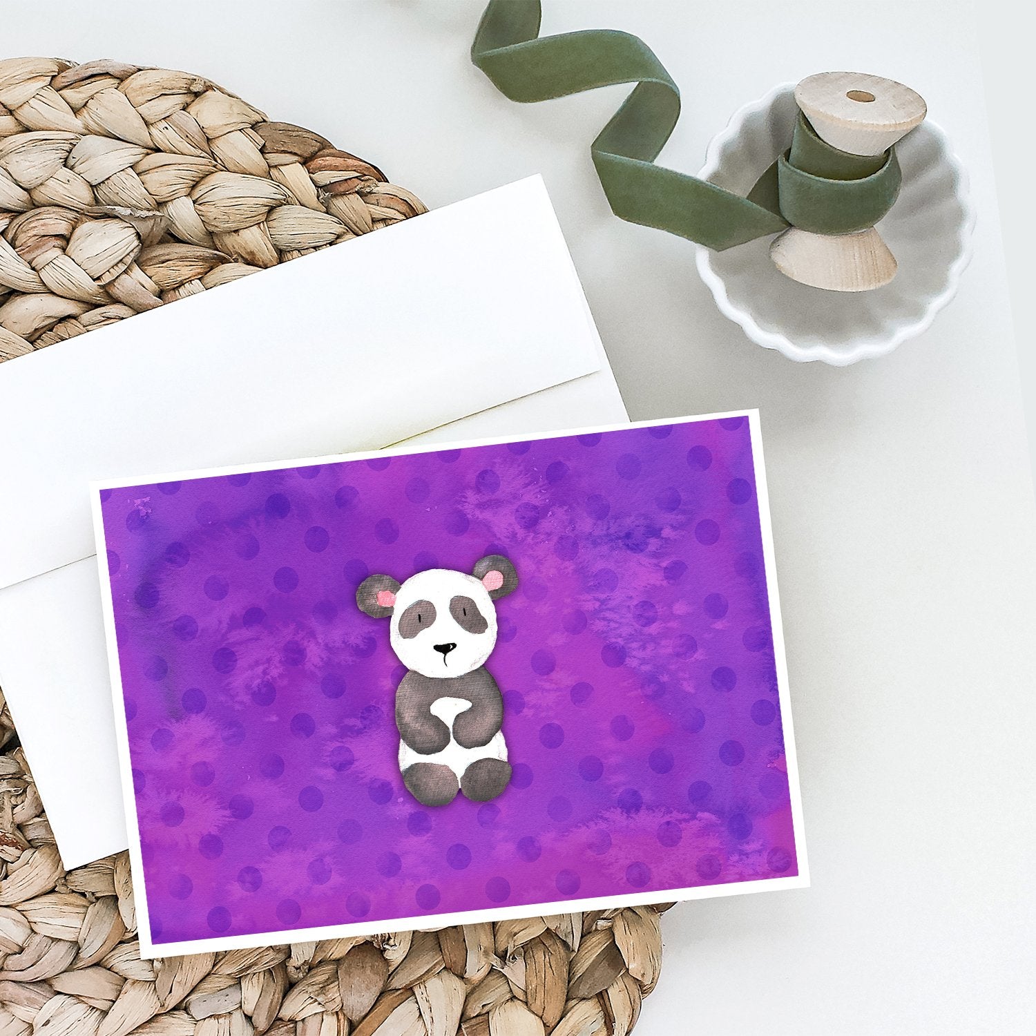 Polkadot Panda Bear Watercolor Greeting Cards and Envelopes Pack of 8 - the-store.com