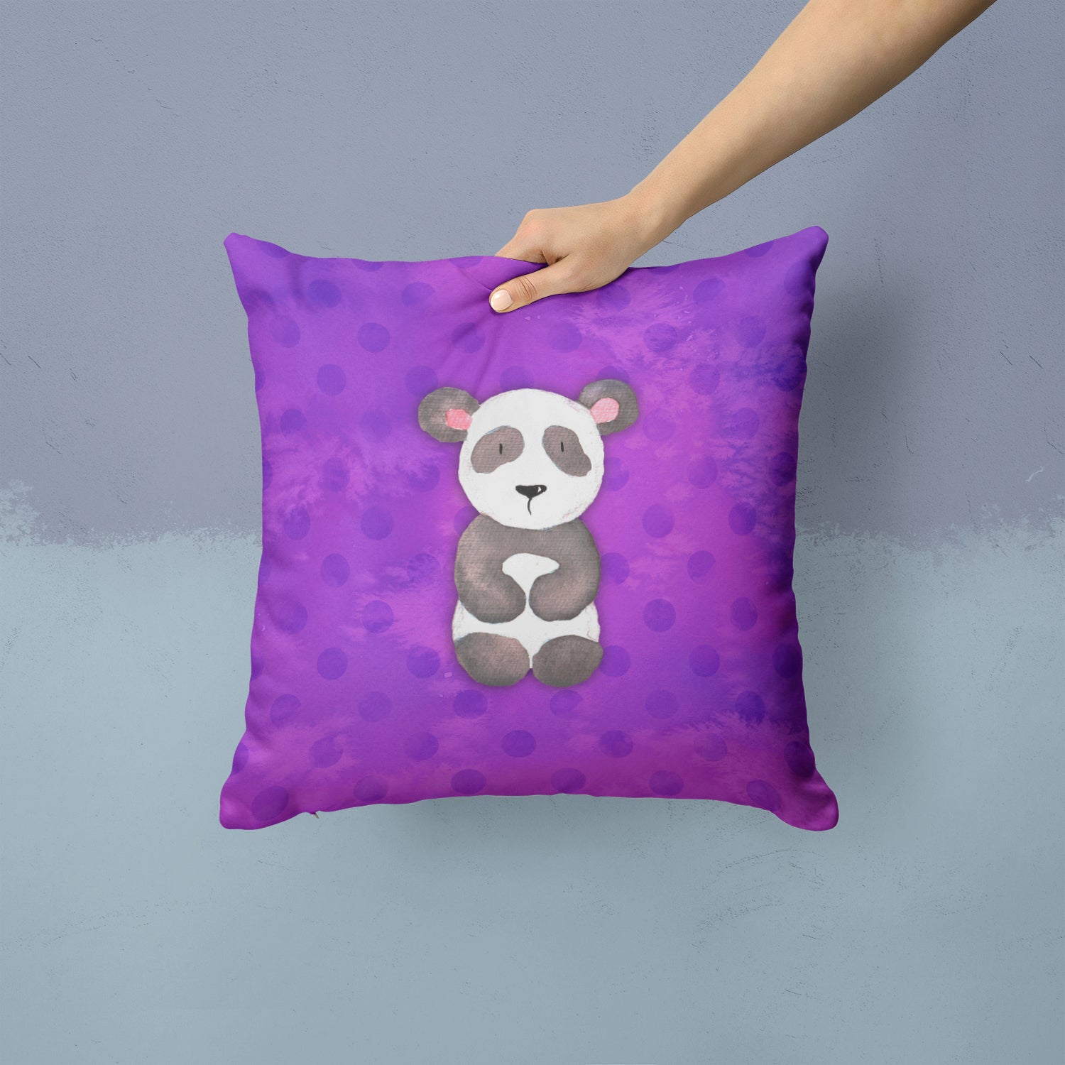 Polkadot Panda Bear Watercolor Fabric Decorative Pillow BB7375PW1414 - the-store.com