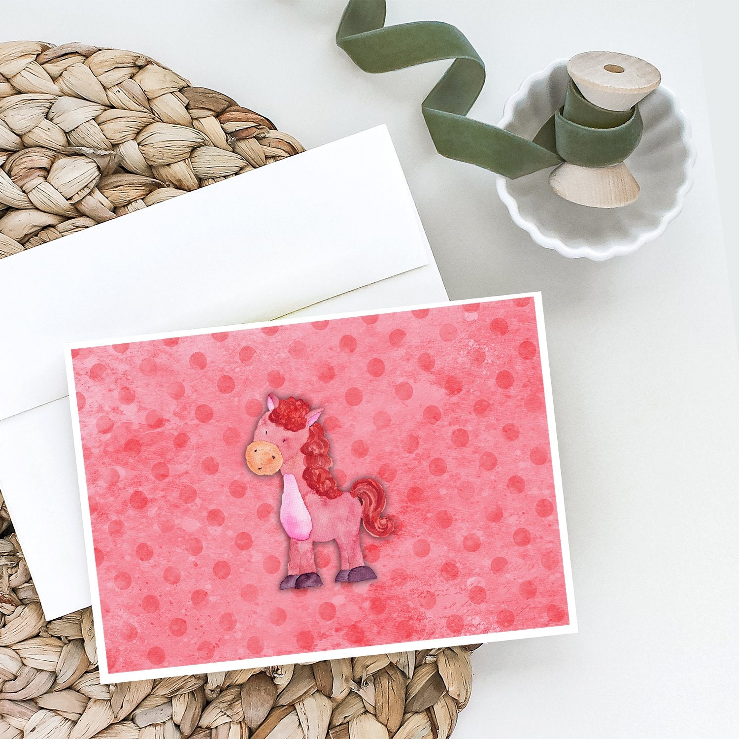 Polkadot Horse Watercolor Greeting Cards and Envelopes Pack of 8 - the-store.com