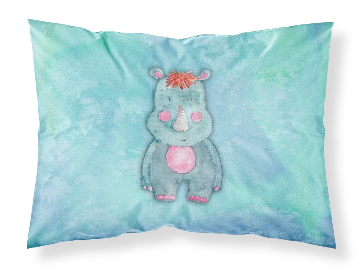 Rhinoceros Watercolor Fabric Standard Pillowcase BB7381PILLOWCASE by Caroline&#39;s Treasures