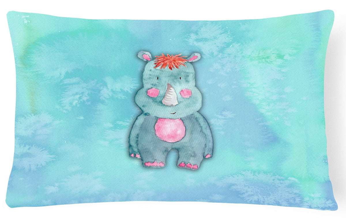 Rhinoceros Watercolor Canvas Fabric Decorative Pillow BB7381PW1216 by Caroline&#39;s Treasures
