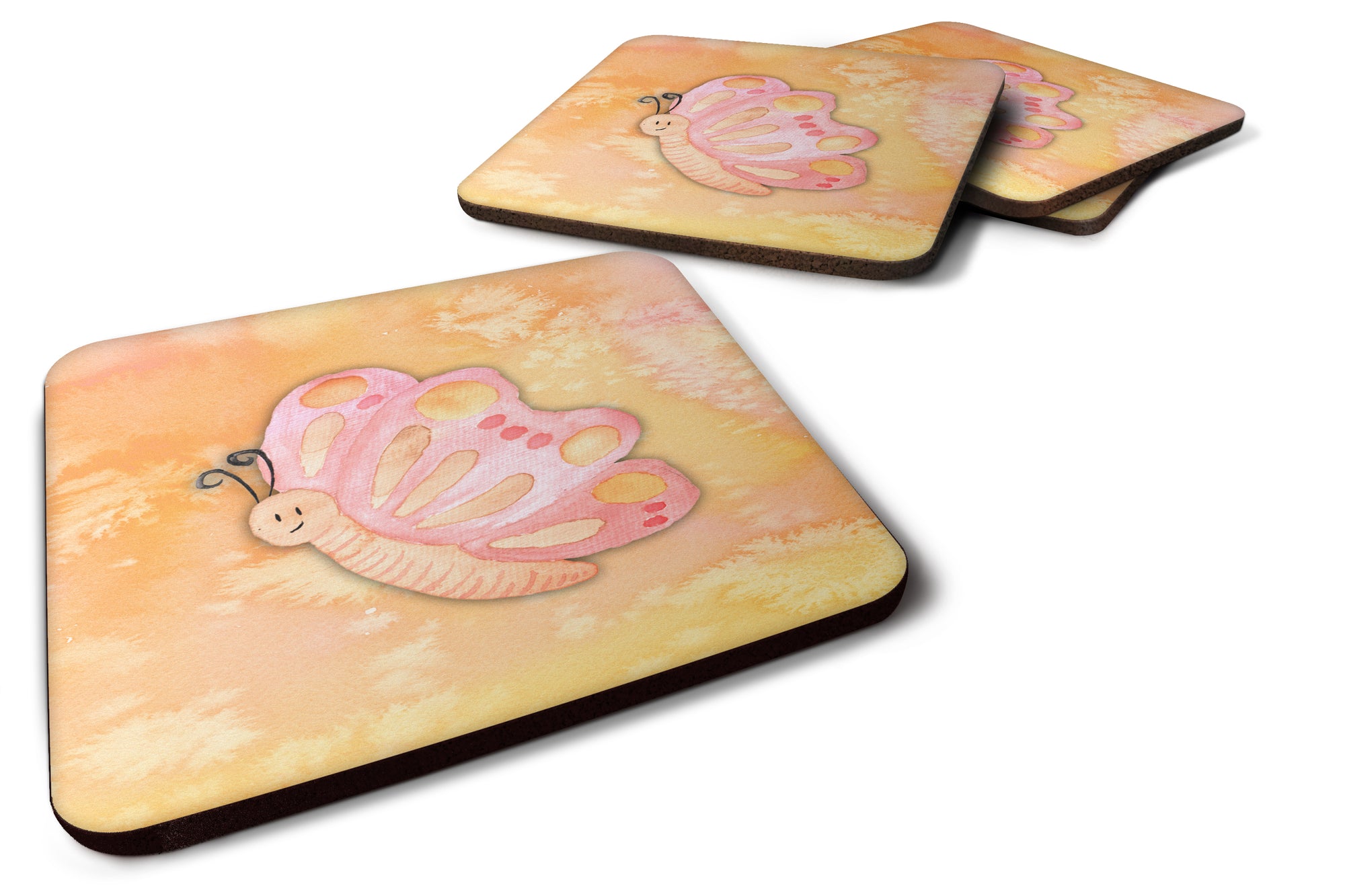 Butterfly Watercolor Foam Coaster Set of 4 BB7384FC - the-store.com