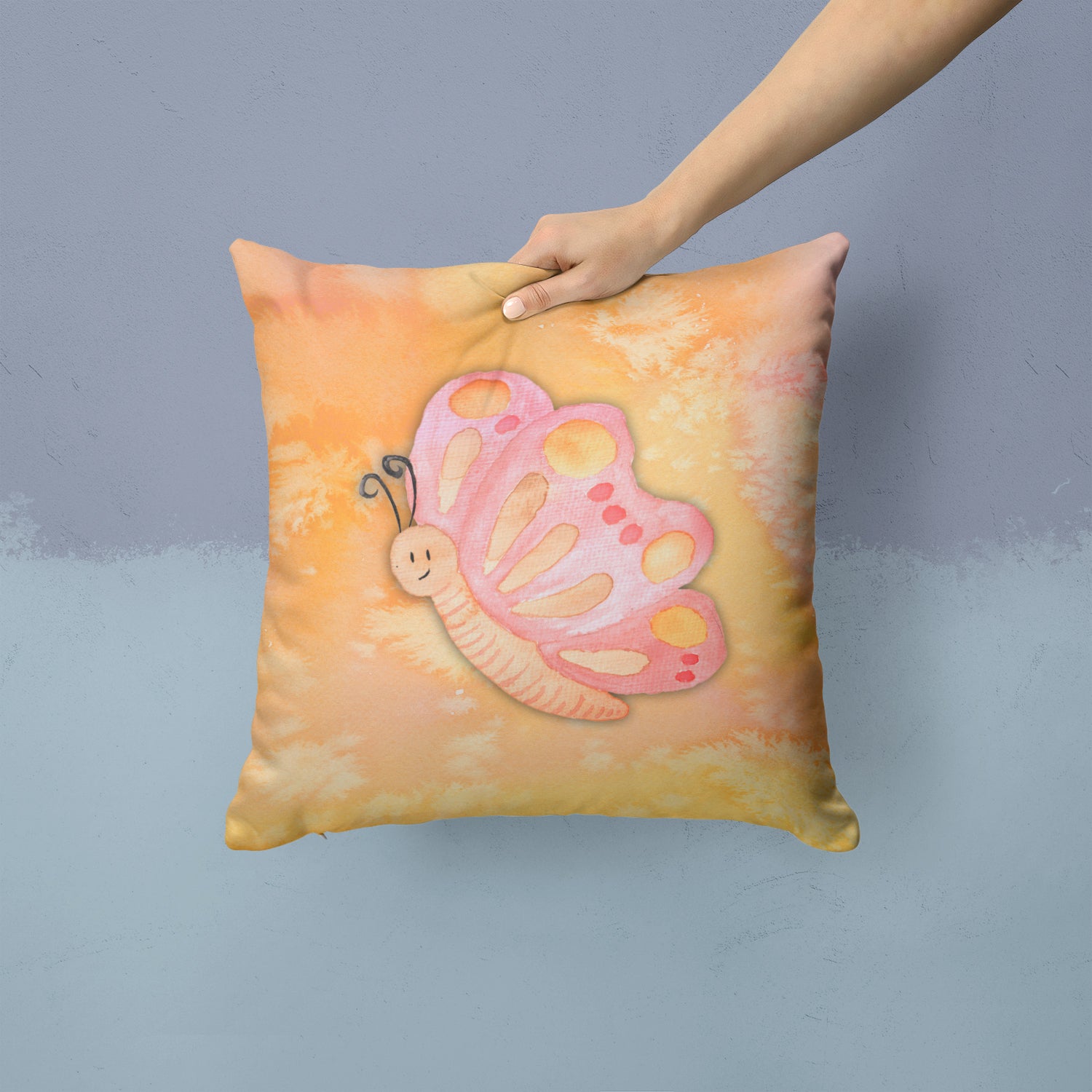 Butterfly Watercolor Fabric Decorative Pillow BB7384PW1414 - the-store.com