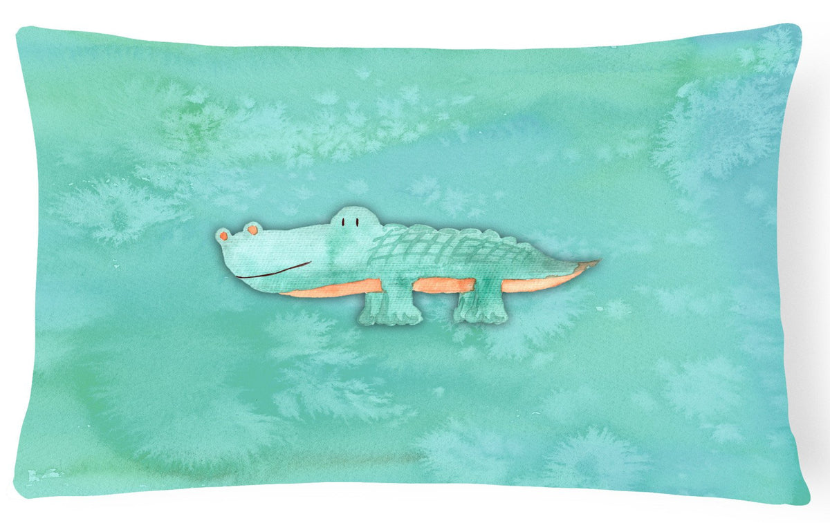 Alligator Watercolor Canvas Fabric Decorative Pillow BB7385PW1216 by Caroline&#39;s Treasures