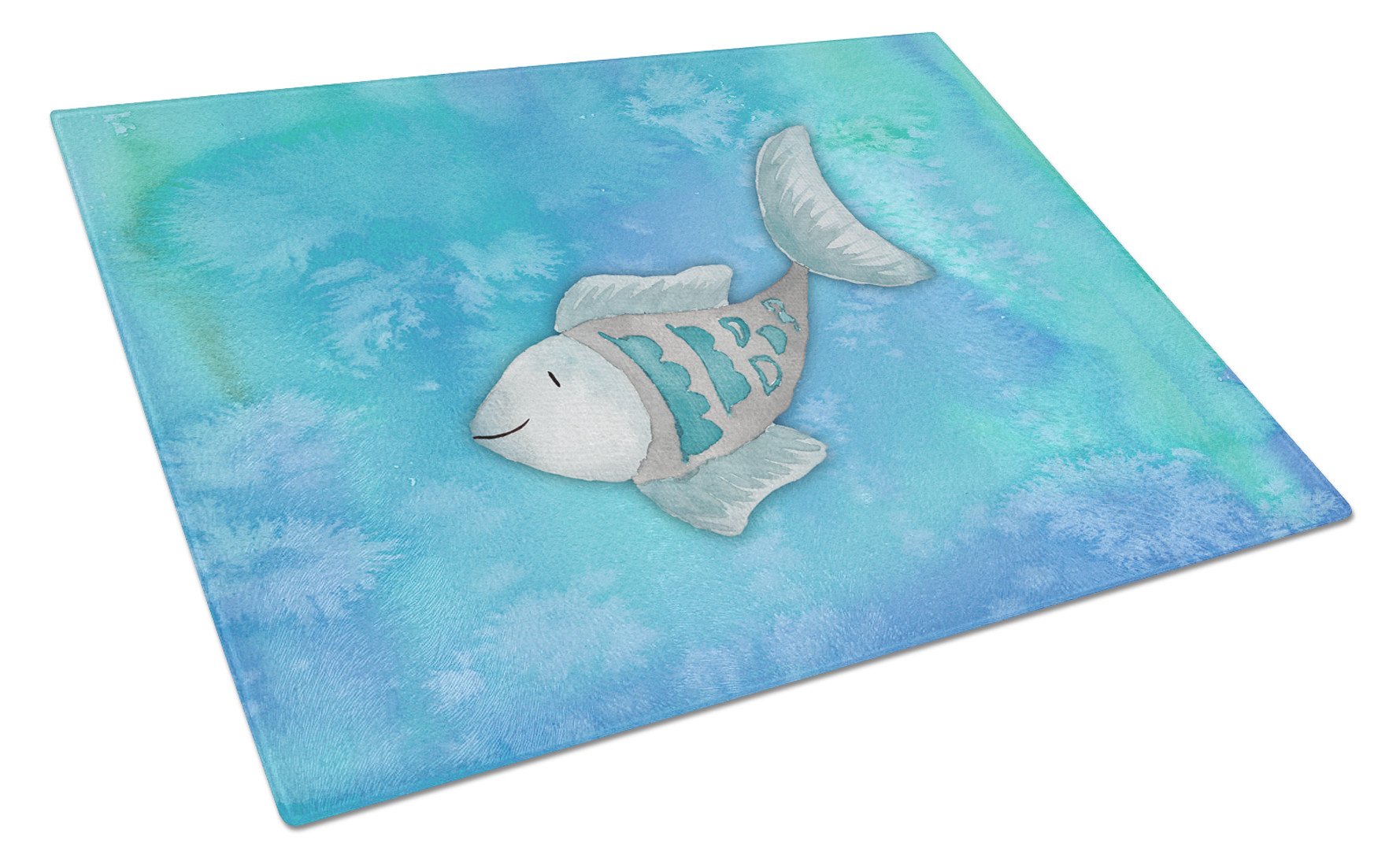 Blue Fish Watercolor Glass Cutting Board Large BB7386LCB by Caroline's Treasures