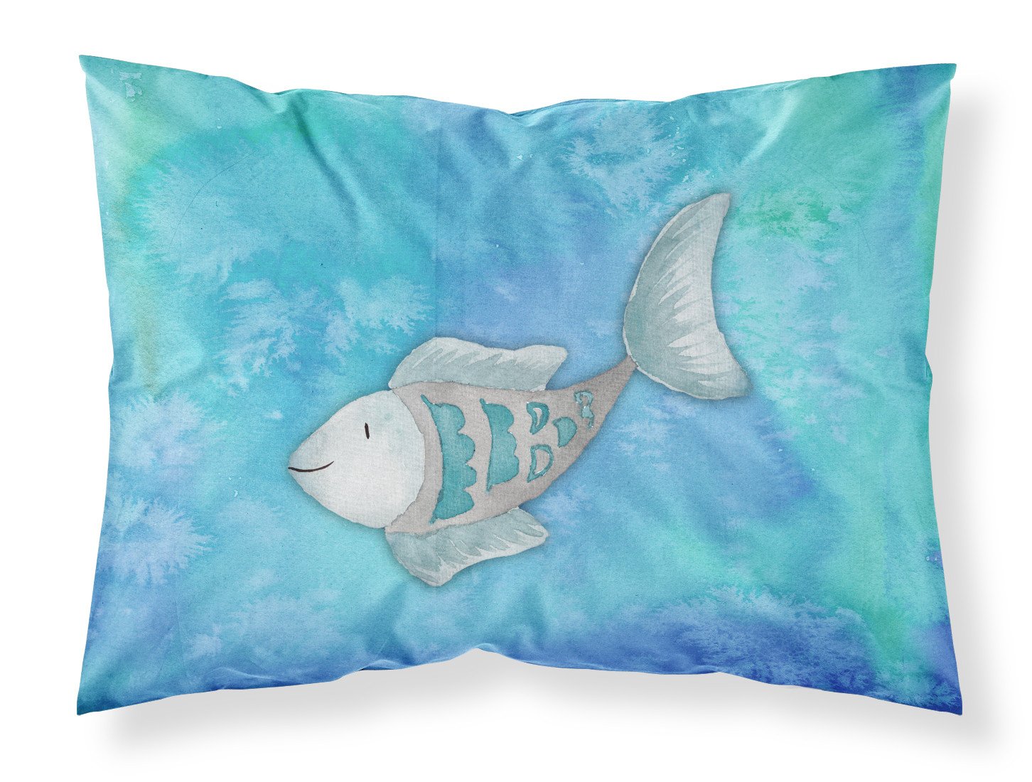 Blue Fish Watercolor Fabric Standard Pillowcase BB7386PILLOWCASE by Caroline's Treasures