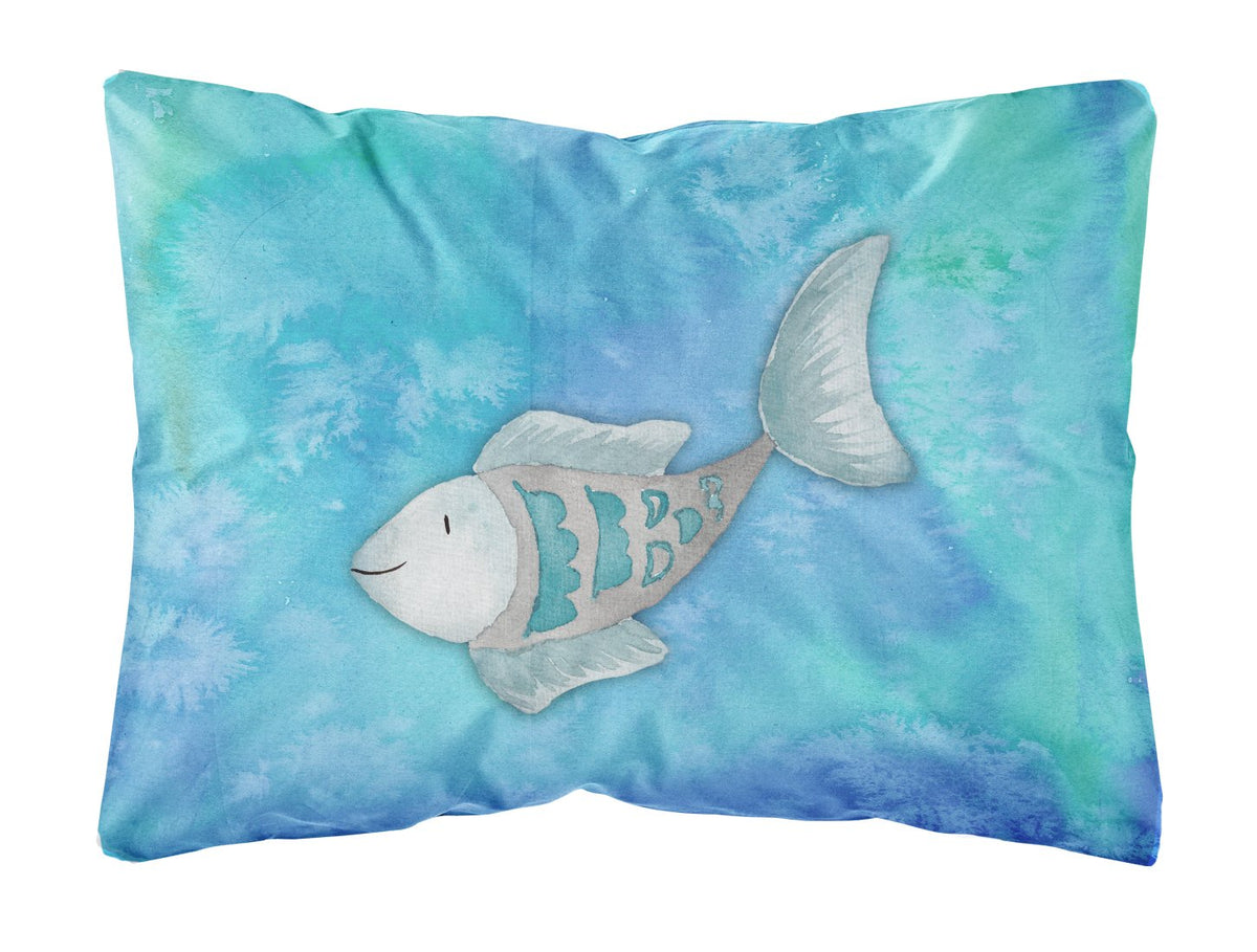 Blue Fish Watercolor Canvas Fabric Decorative Pillow BB7386PW1216 by Caroline&#39;s Treasures