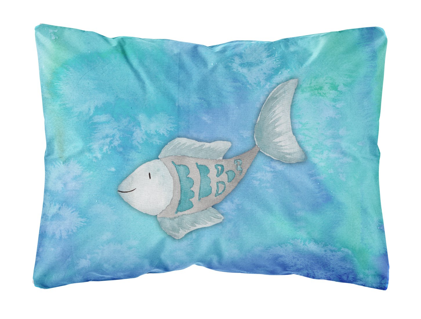 Blue Fish Watercolor Canvas Fabric Decorative Pillow BB7386PW1216 by Caroline's Treasures